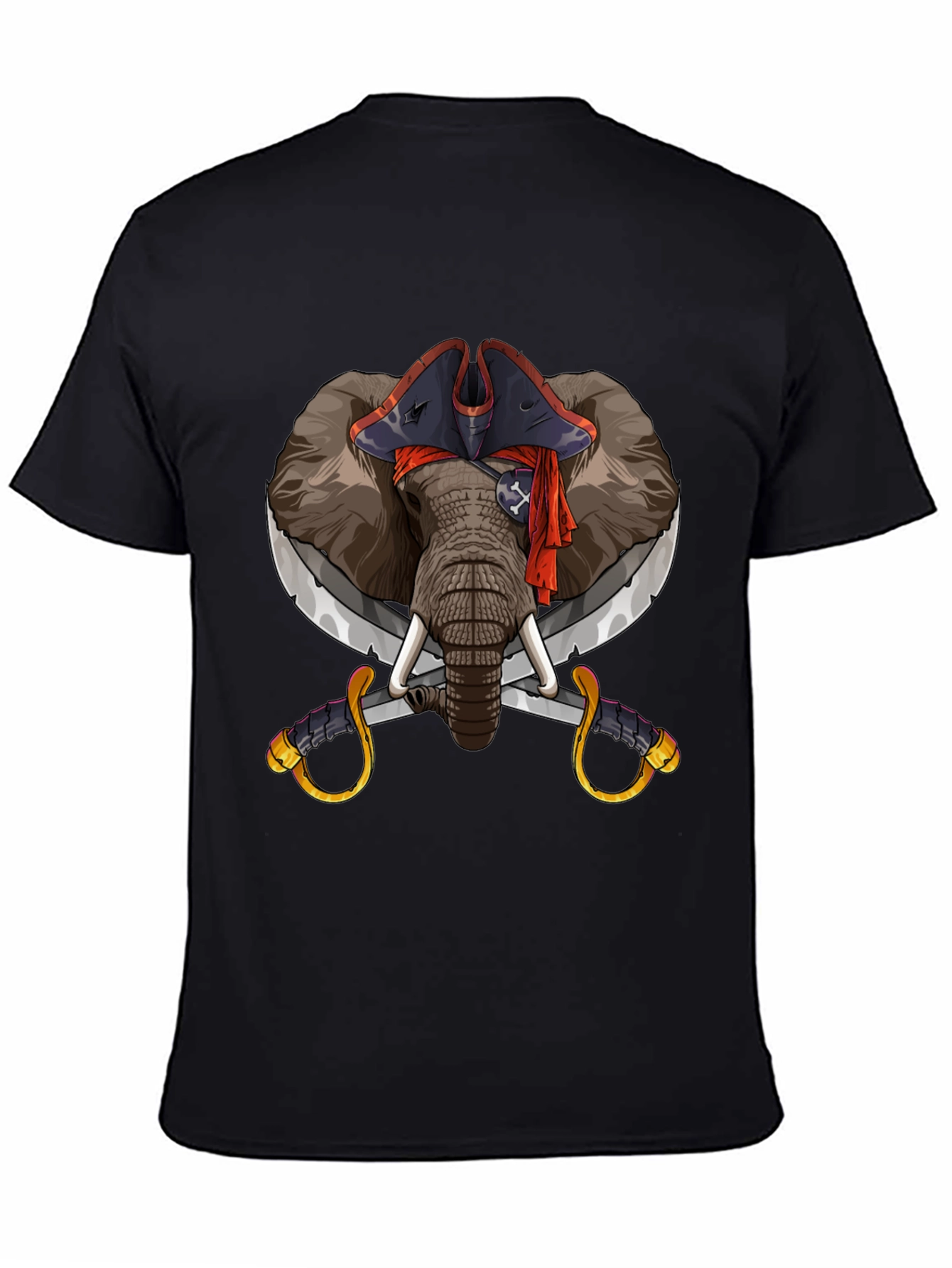 Black Pirate Elephant Graphic Tee - Black Cotton T-Shirt view 4