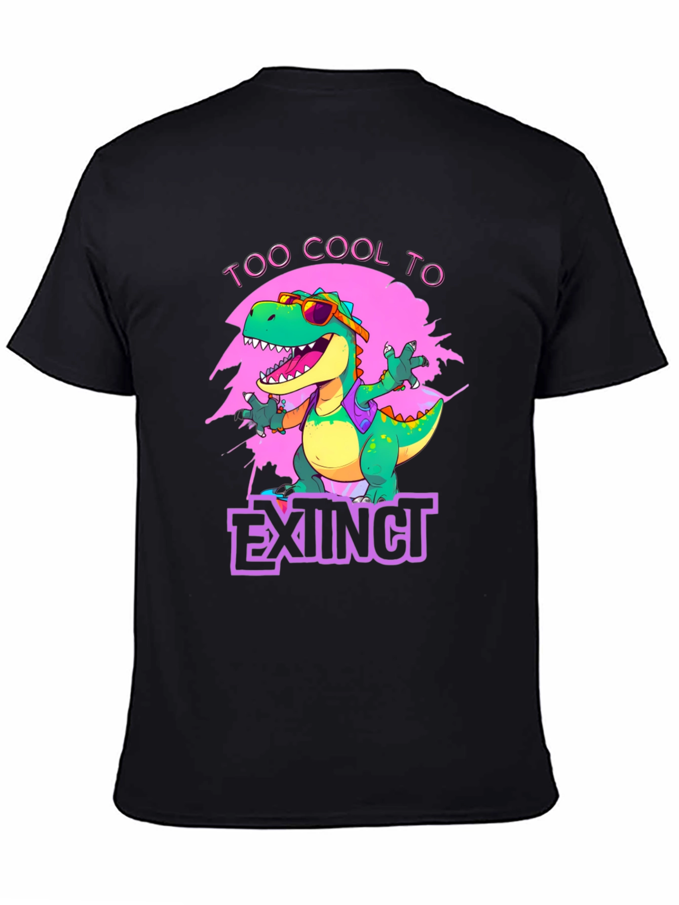 Black Cool Dinosaur Graphic T-Shirt - Extinct Humor view 4