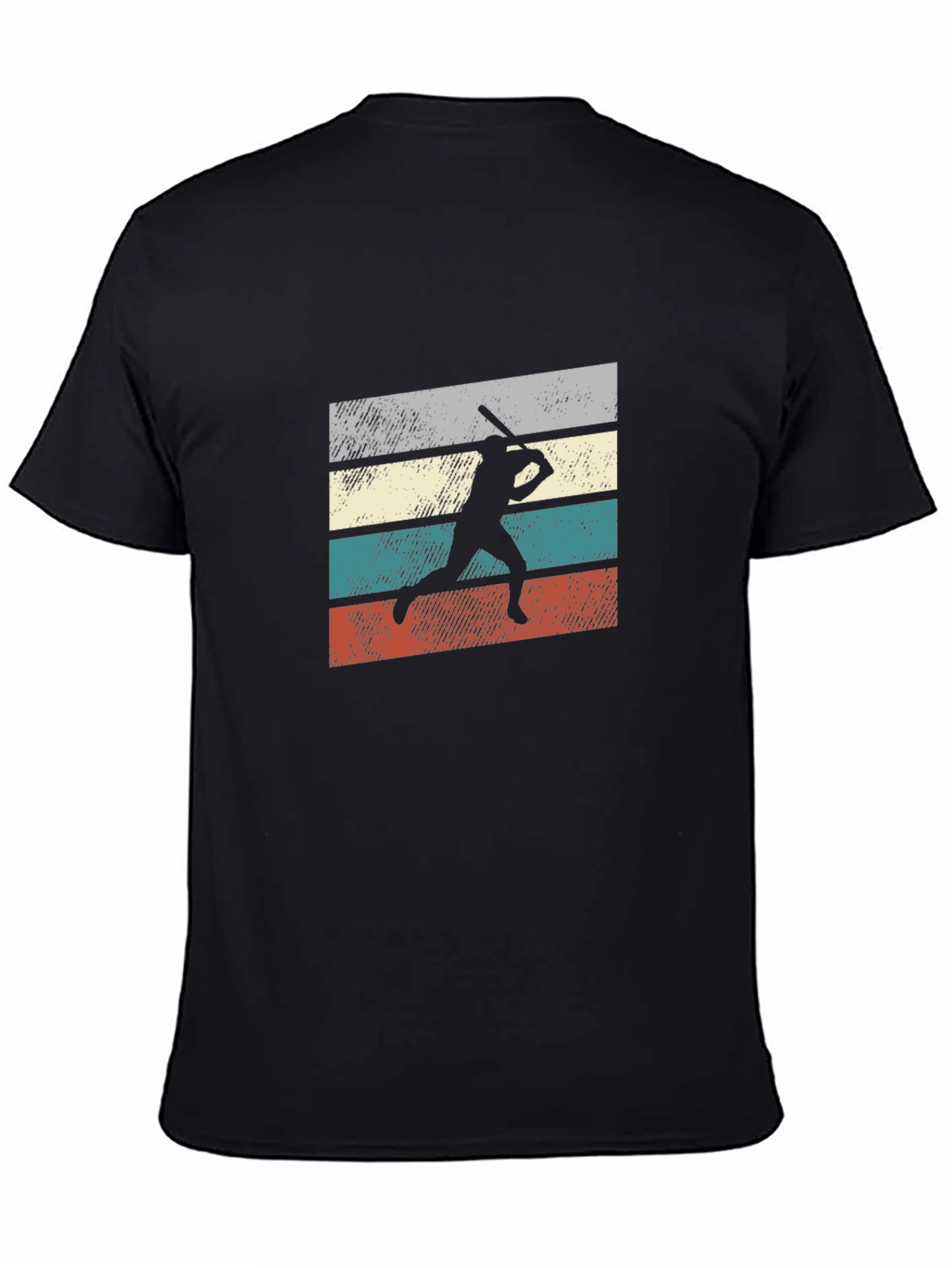Black Retro Baseball Silhouette Graphic T-Shirt view 4