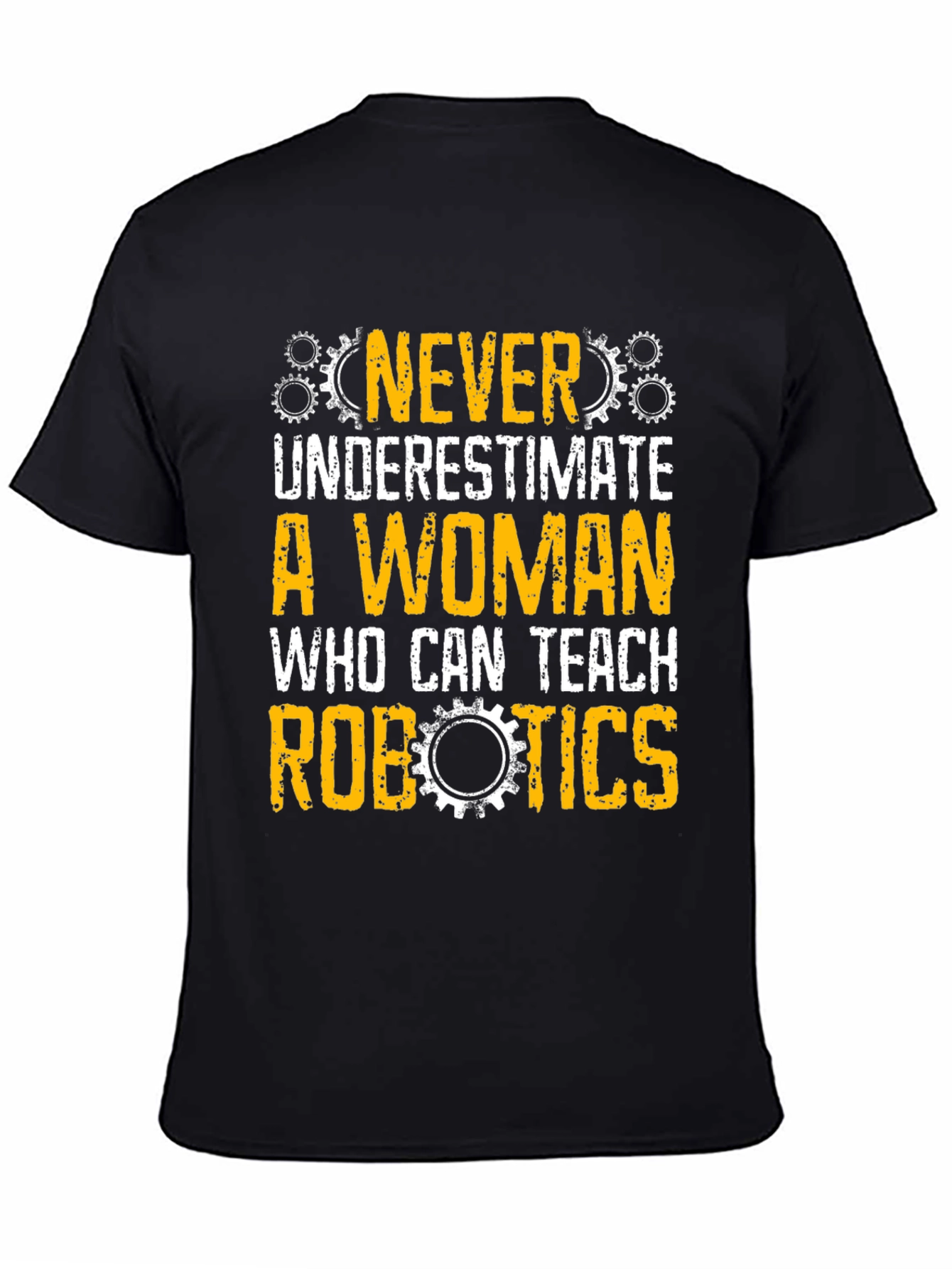 Black Never Underestimate Woman Robotics Teacher T-Shirt view 4