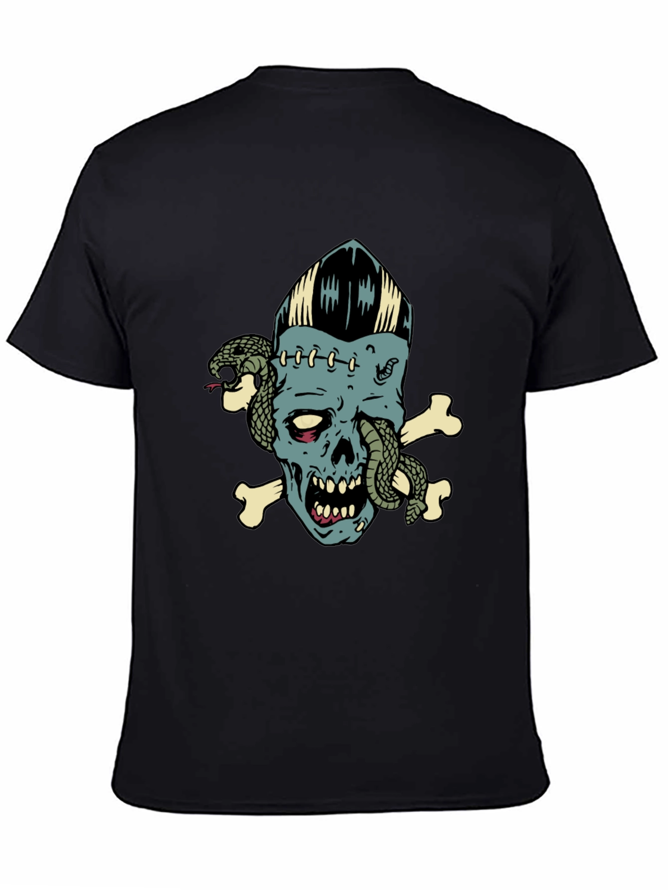 Black Skull & Snake Graphic Tee - Men's Black T-Shirt view 4