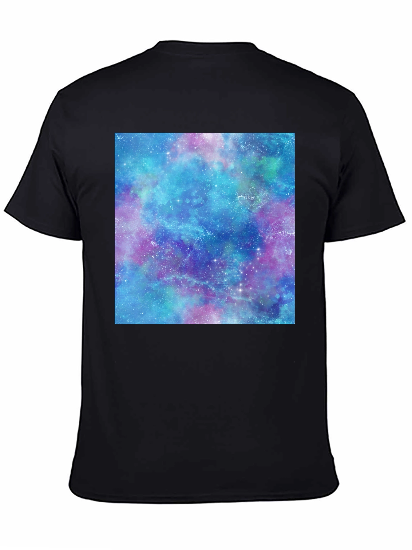 Black Galaxy Print T-Shirt - Black Cotton Casual Tee view 4