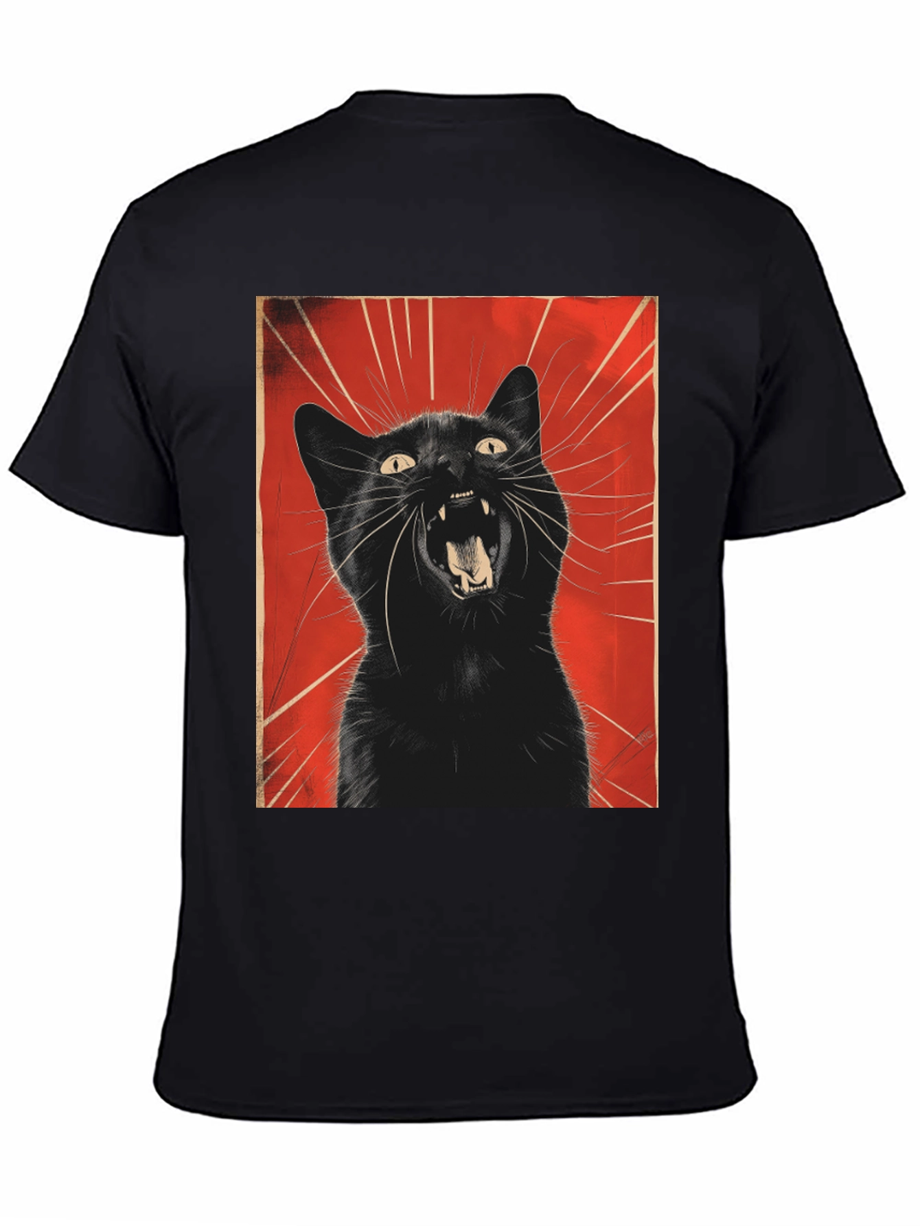 Black Black Cat Roar Graphic Tee - Unisex view 4