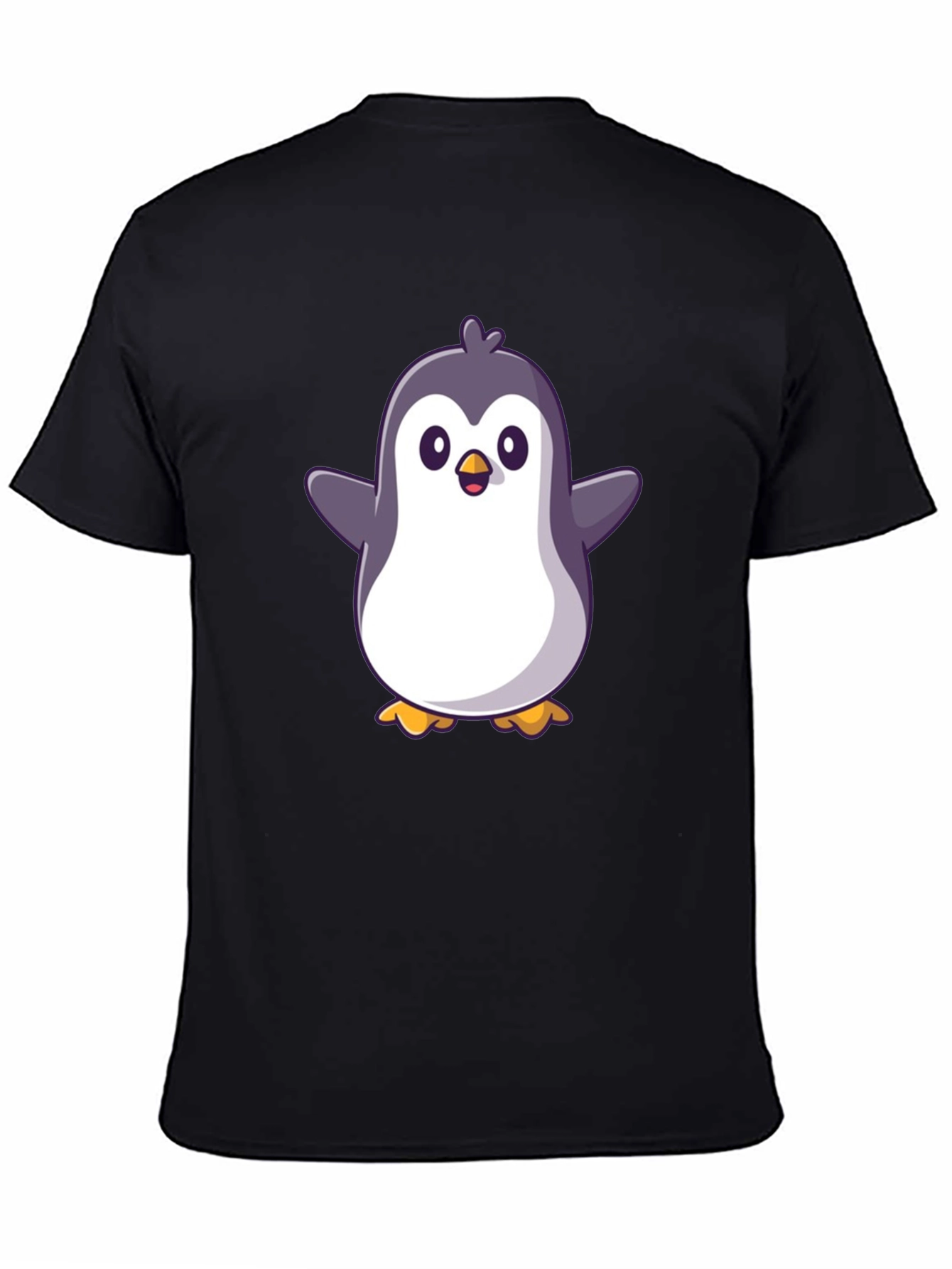 Black Cute Penguin Graphic Black T-Shirt view 4