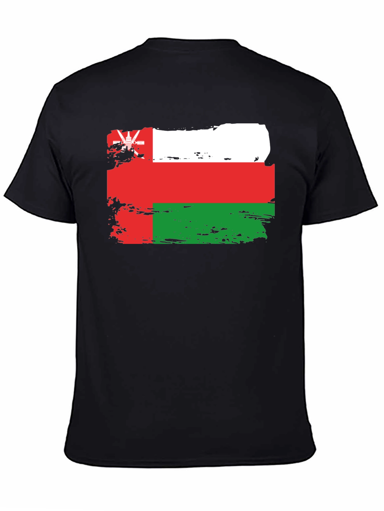Black Oman Flag T-Shirt: Distressed Style Tee view 4