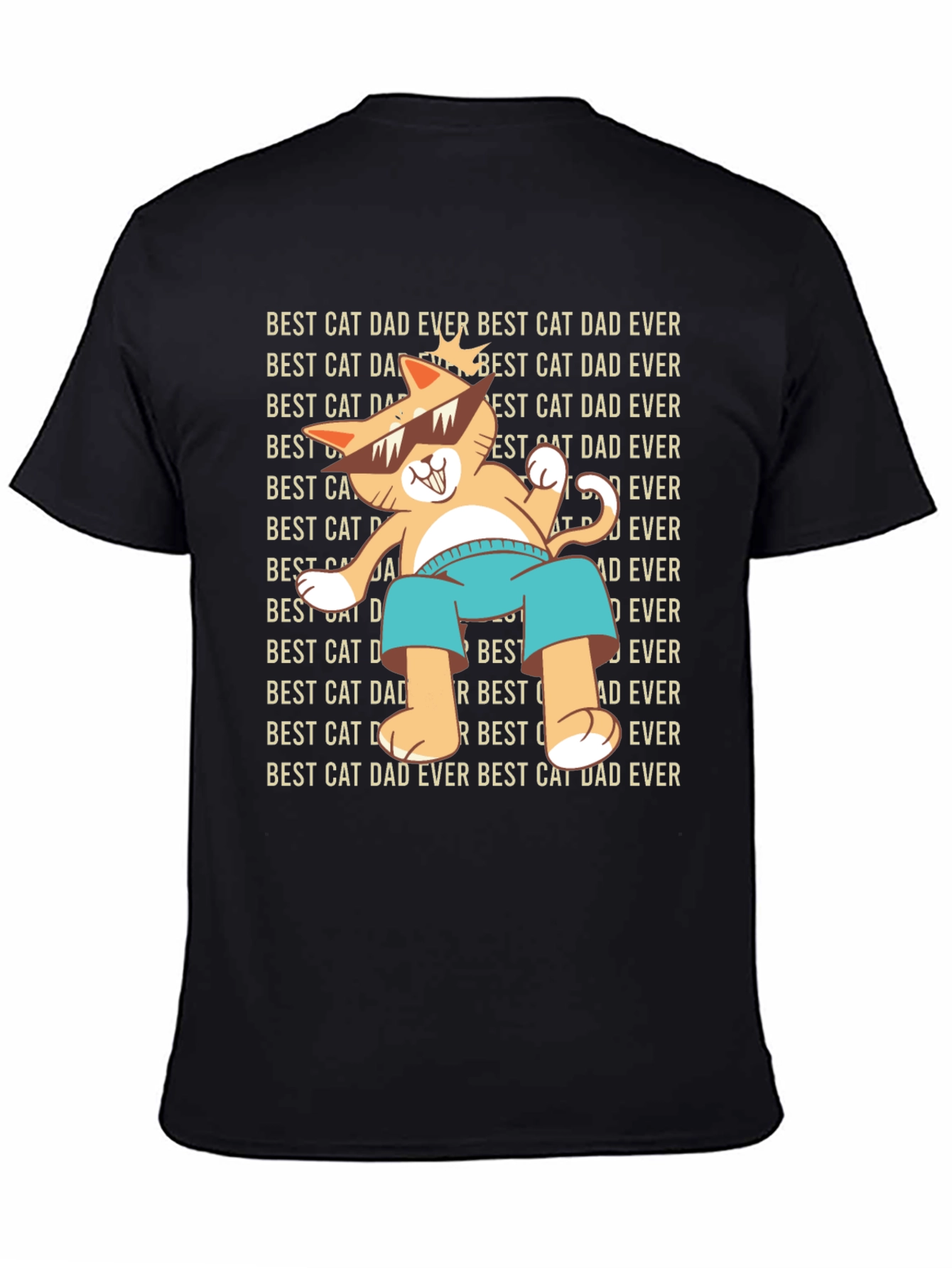 Black Best Cat Dad Ever T-Shirt - Cool Cat Design view 4