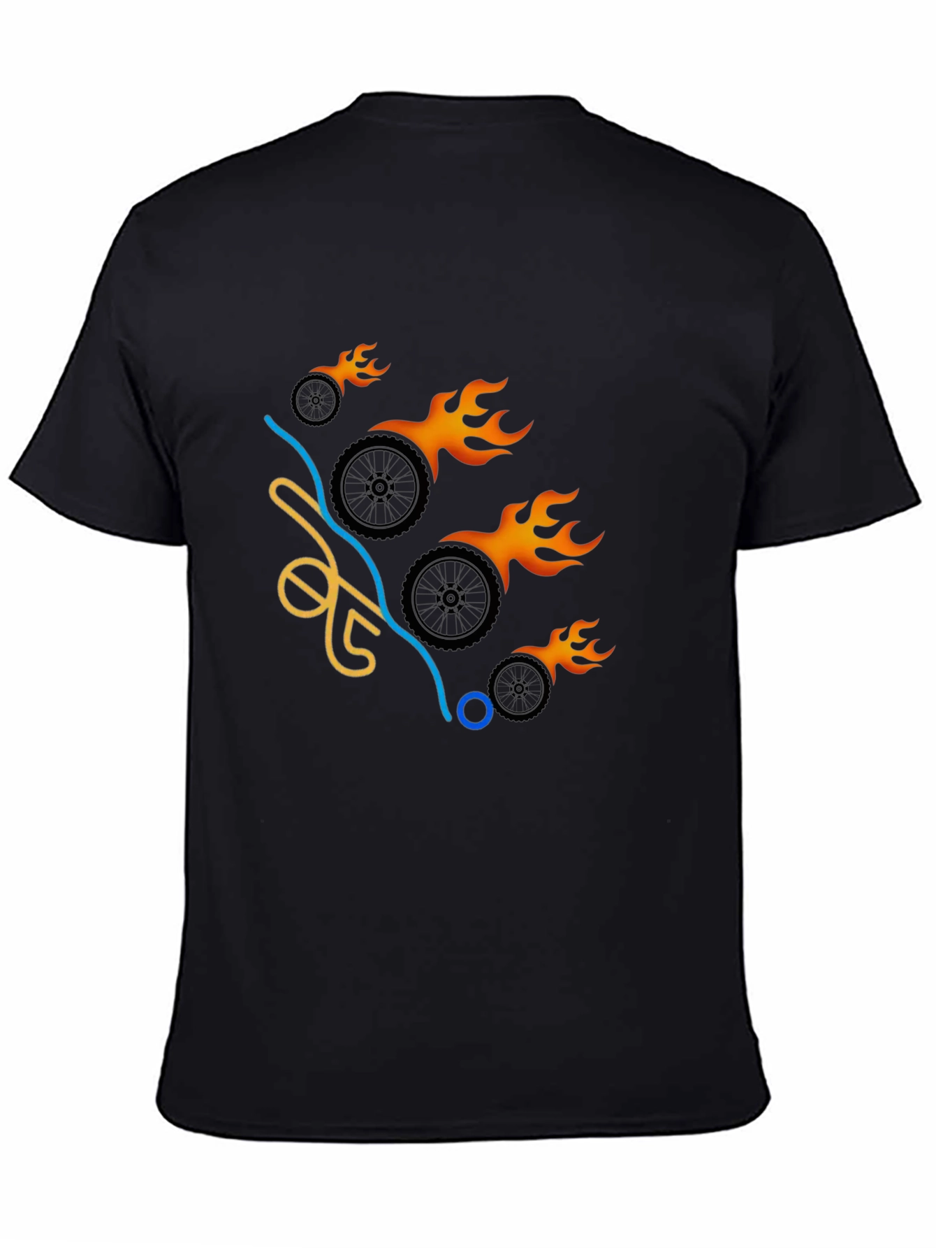 Black Flaming Wheels Graphic Tee - Cool & Casual view 4