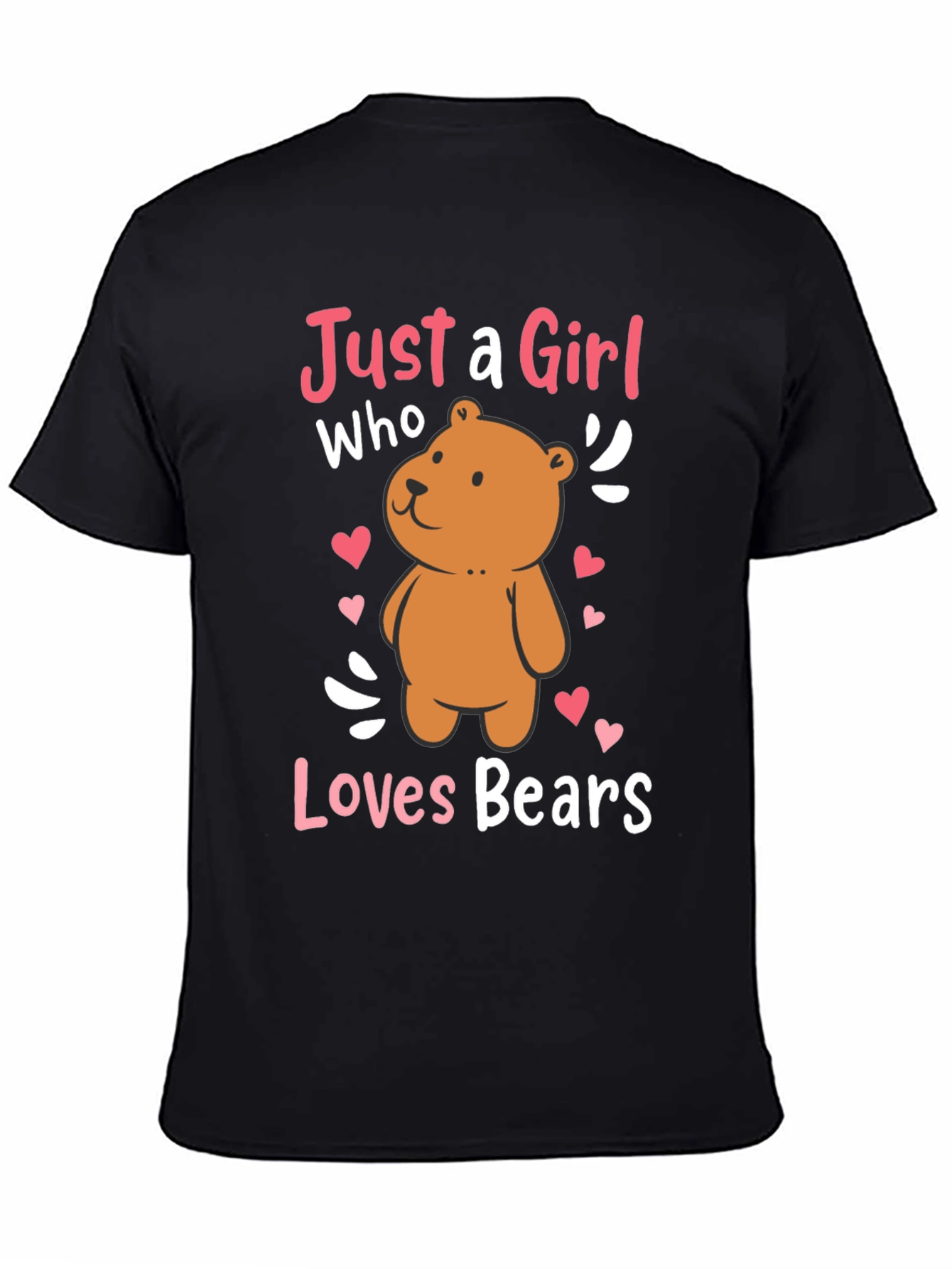 Black Just a Girl Who Loves Bears T-Shirt view 4
