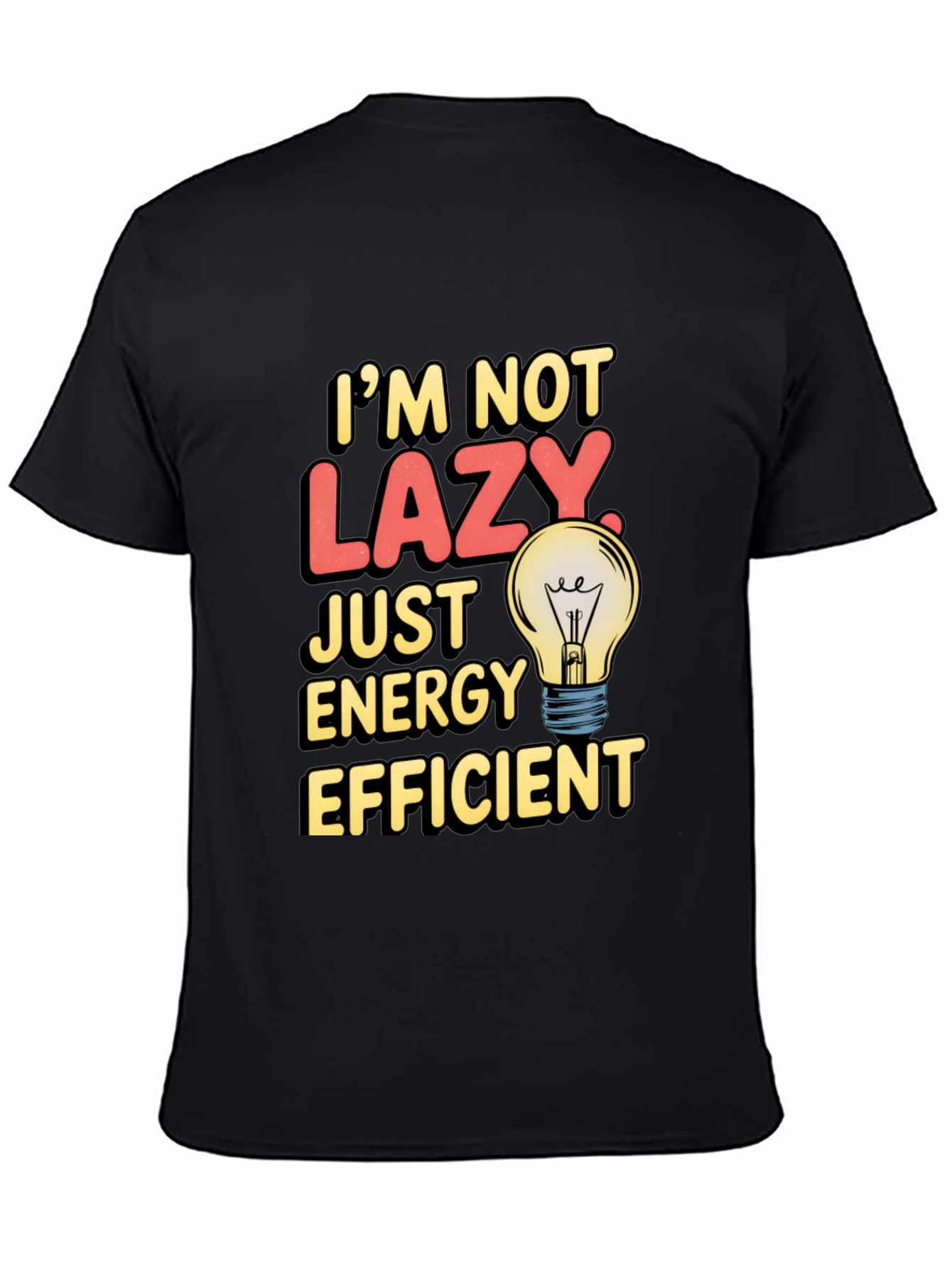 Black Funny Energy Efficient T-Shirt view 4
