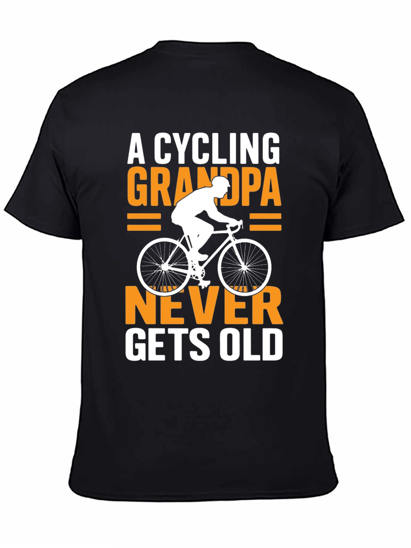 Black Cycling Grandpa T-Shirt - Never Gets Old! view 4
