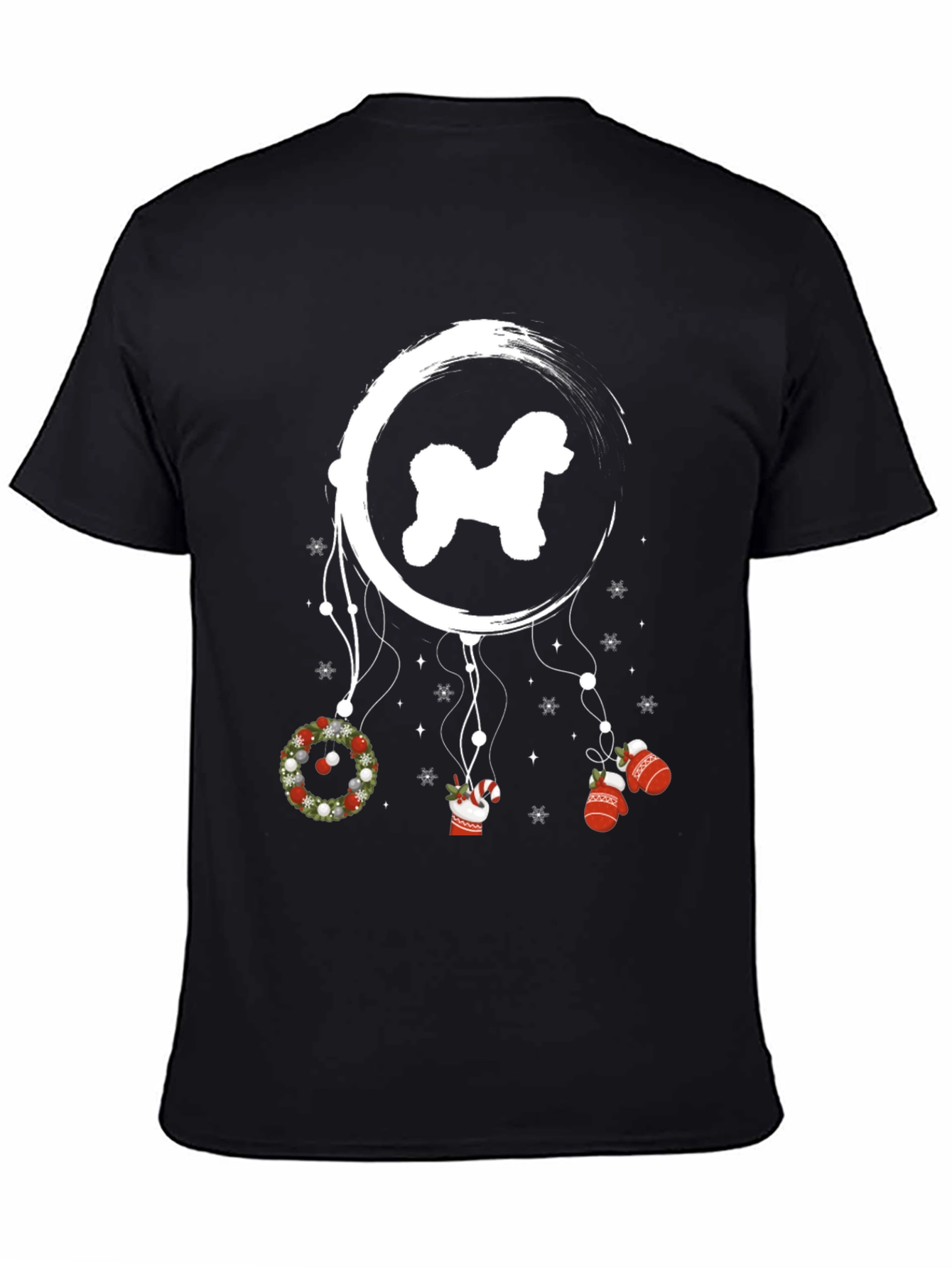 Black Festive Dog Dreamcatcher T-Shirt view 4