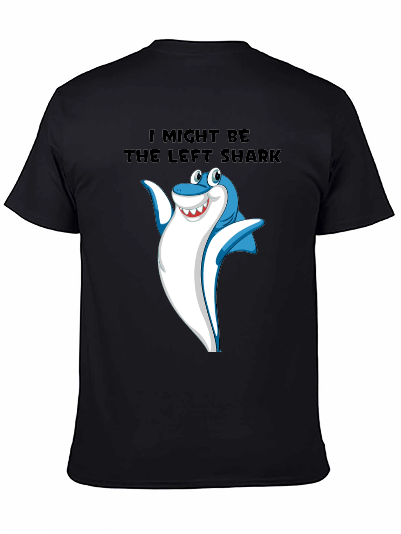 Black Funny Left Shark Graphic Tee - Men's Black T-Shirt view 4