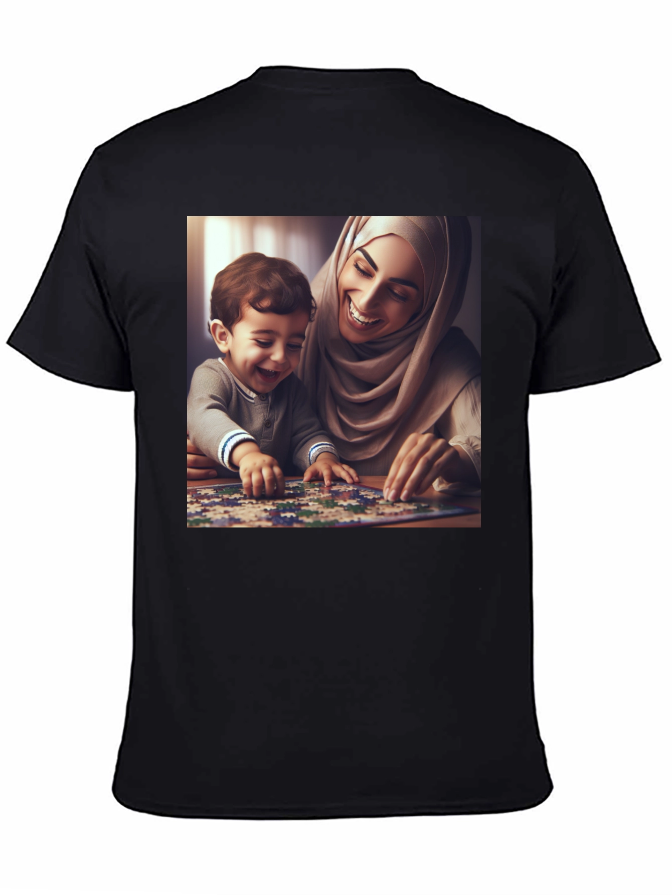 Black Family Puzzle T-Shirt - Heartwarming Design view 4