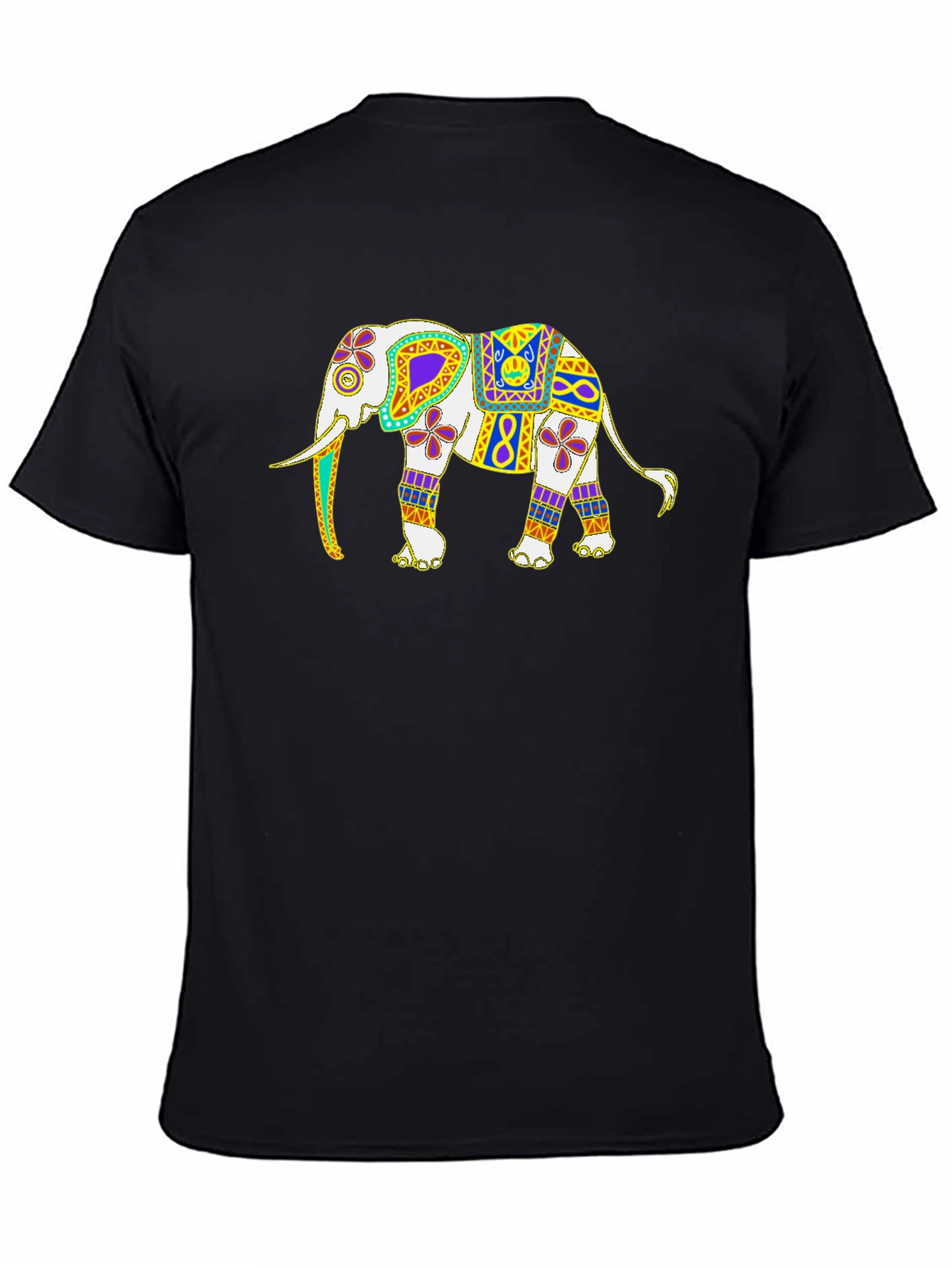 Black Elephant Graphic Tee - Black Cotton T-Shirt view 4