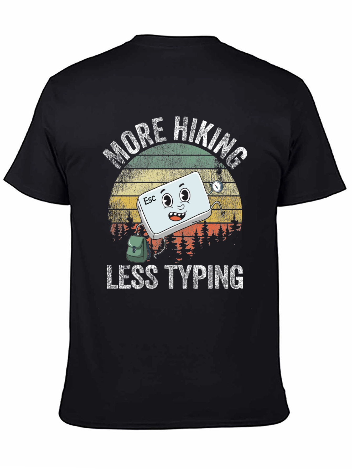 Black More Hiking Less Typing Graphic T-Shirt view 4
