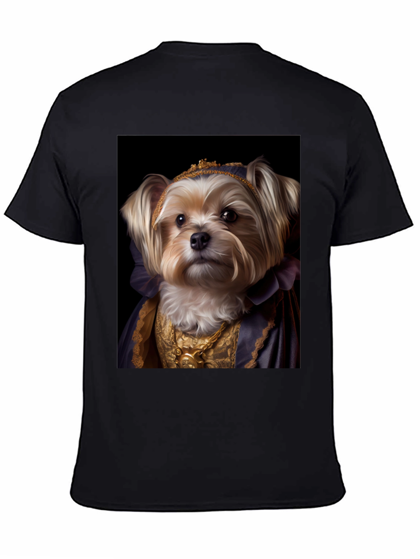 Black Dog Queen Graphic Tee - Regal Canine Portrait T-Shirt view 4