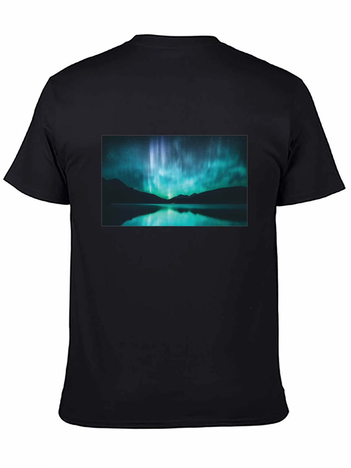 Black Aurora Borealis Graphic Tee - Midnight Lake view 4