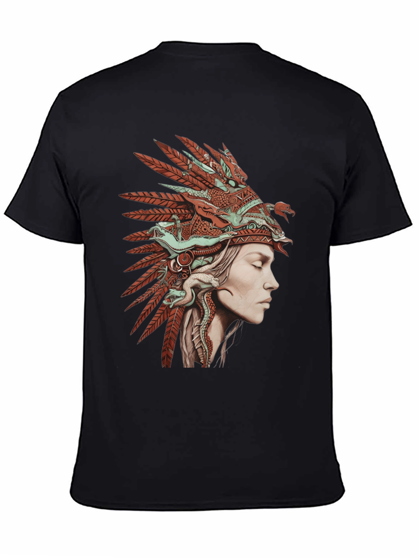Black Native American Headdress Graphic T-Shirt view 4