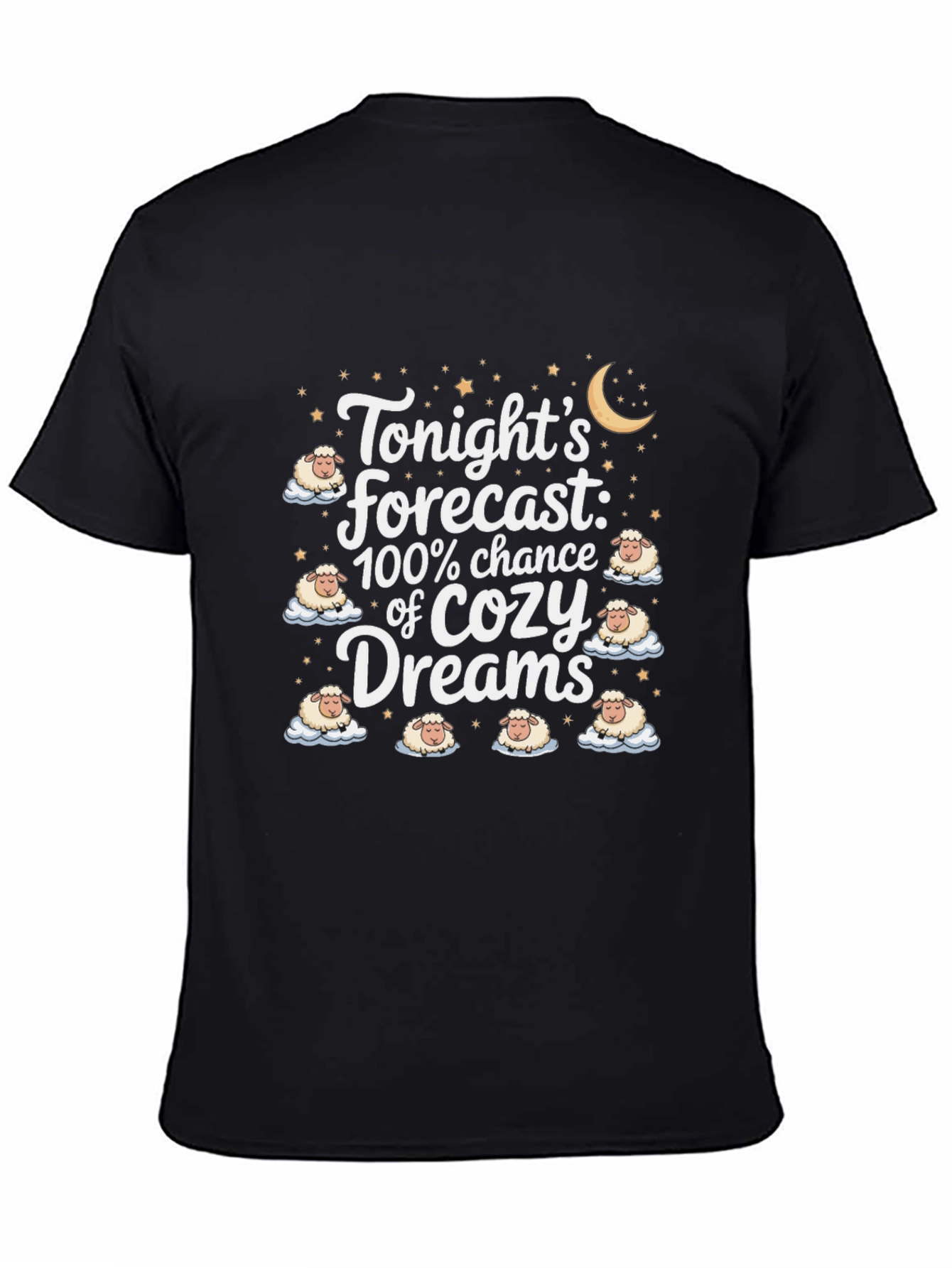 Black Cozy Dreams Forecast T-Shirt - Soft Cotton Sleep Shirt view 4