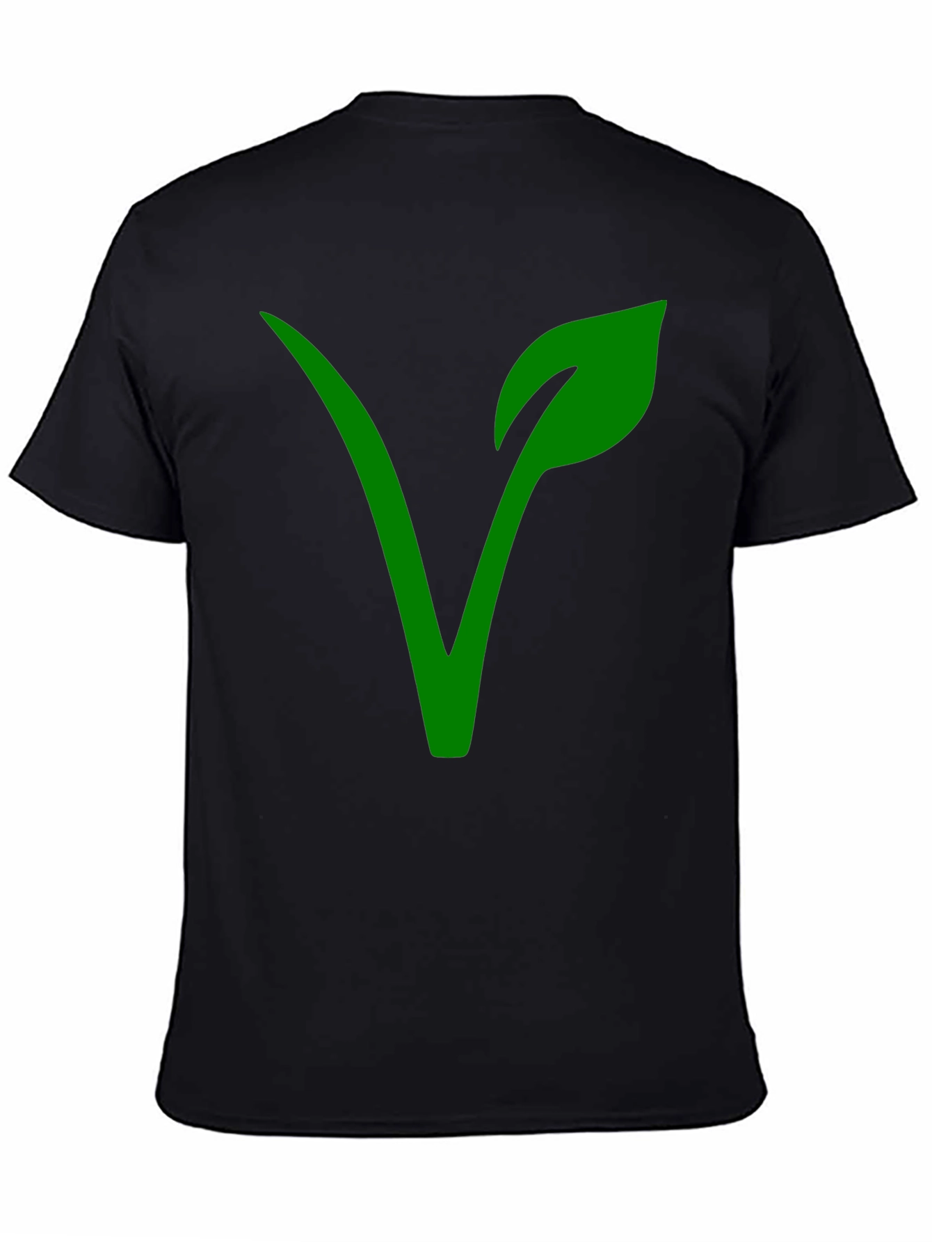 Black Vegan Symbol T-Shirt - Green on Black view 4