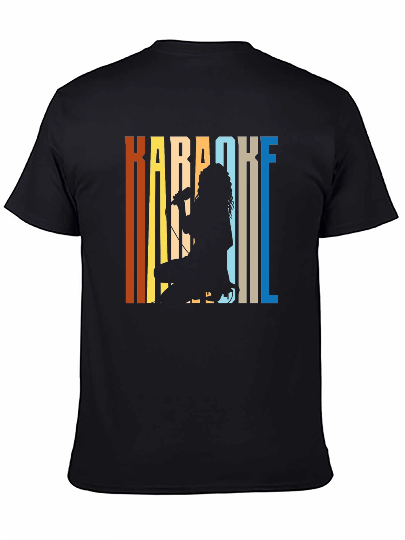 Black Karaoke Singer Silhouette Graphic Tee - Retro Style view 4