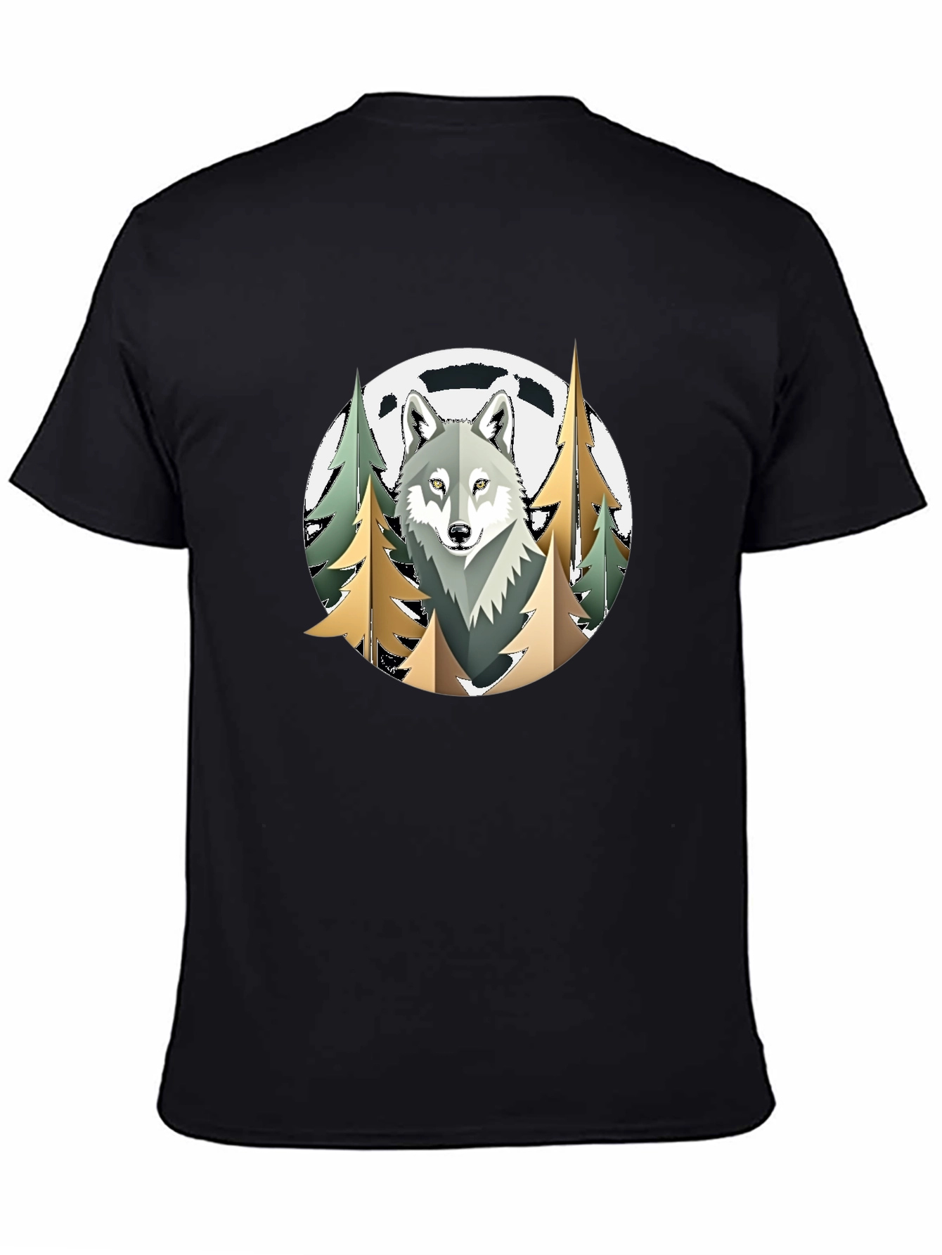 Black Wolf in the Woods Graphic T-Shirt view 4