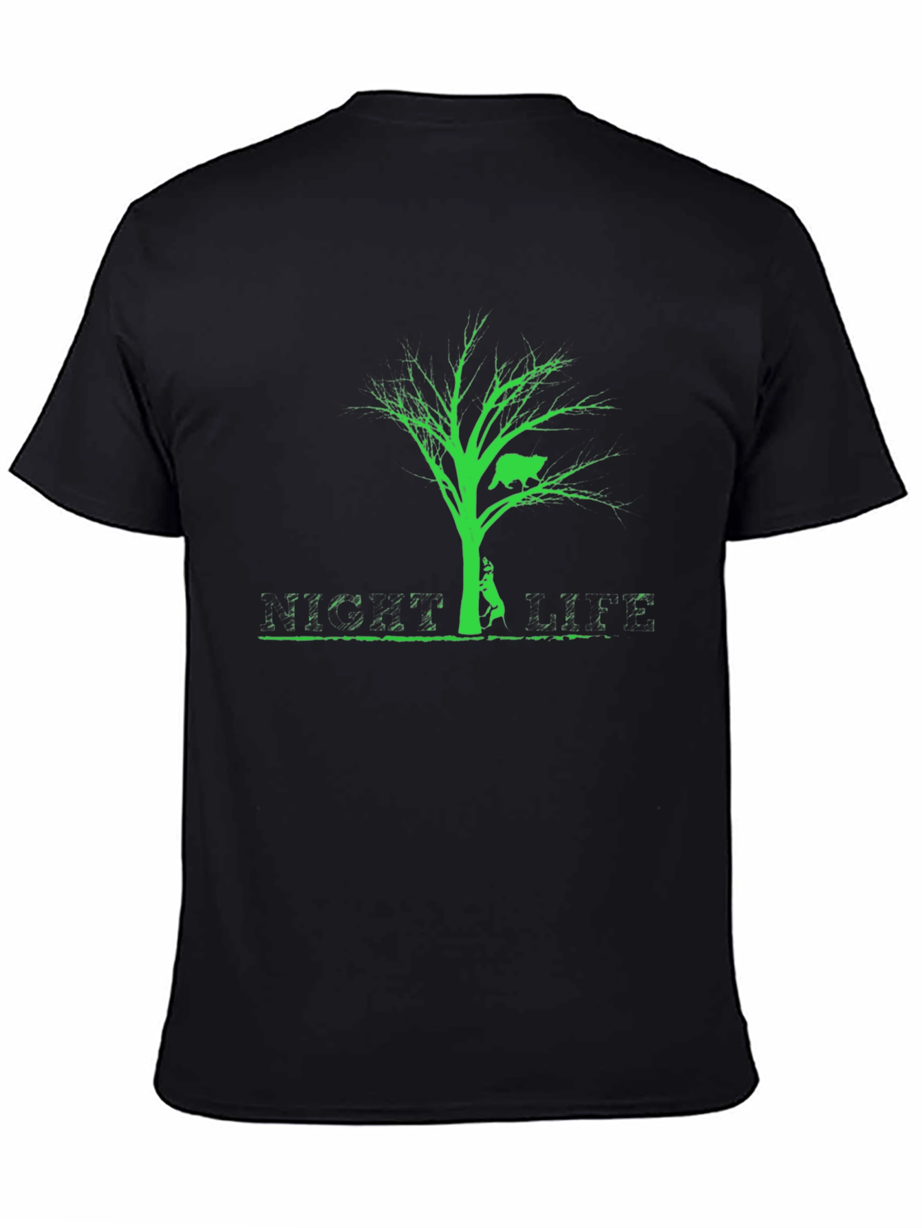 Black Bear in Tree Graphic Tee - Black Cotton view 4