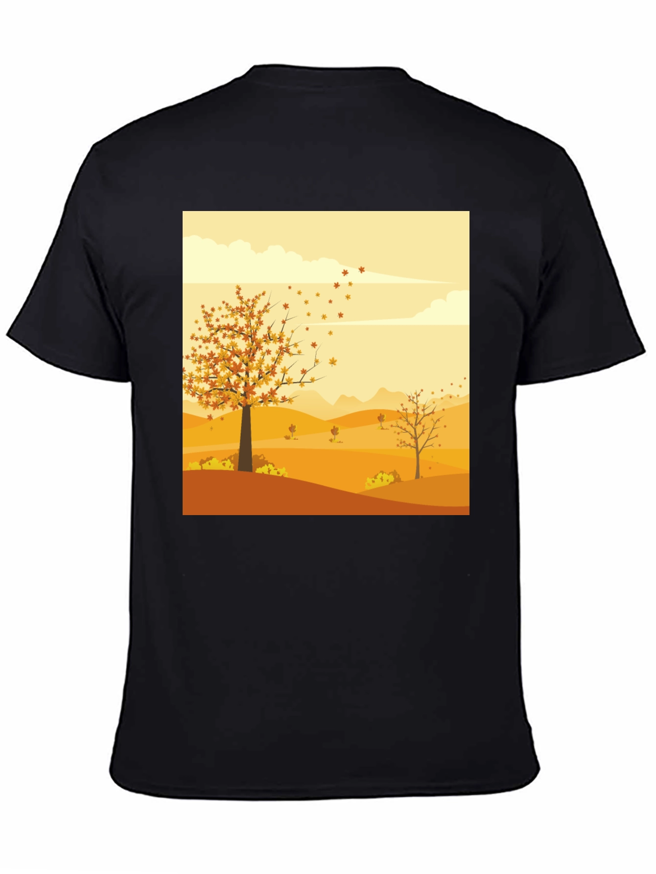Black Autumn Scene Graphic Tee - Unisex Black T-Shirt view 4