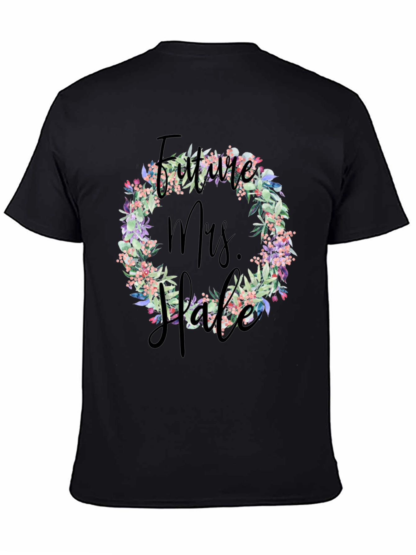 Black Future Mrs. Floral Wreath T-Shirt view 4