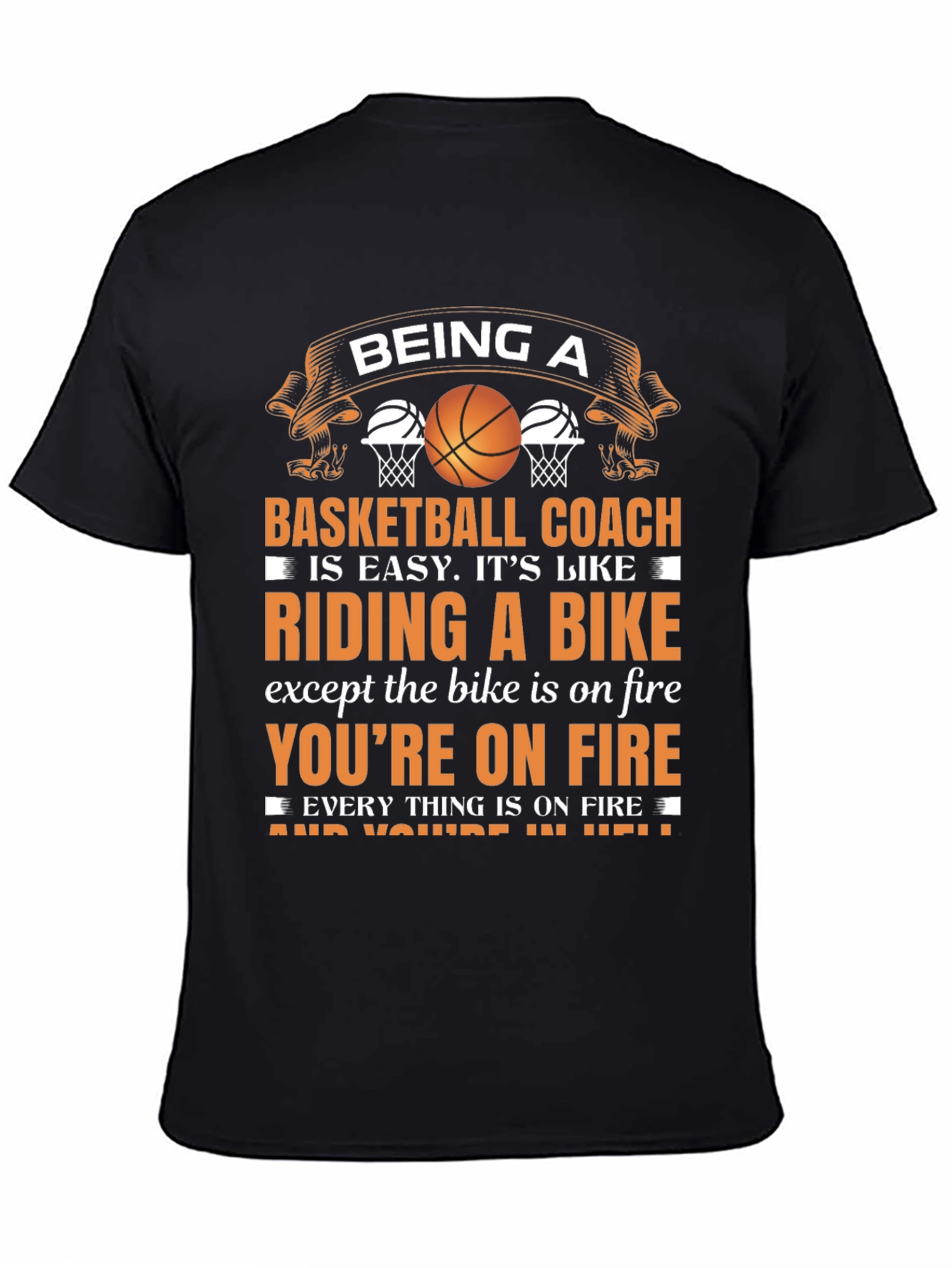 Black Basketball Coach On Fire T-Shirt view 4