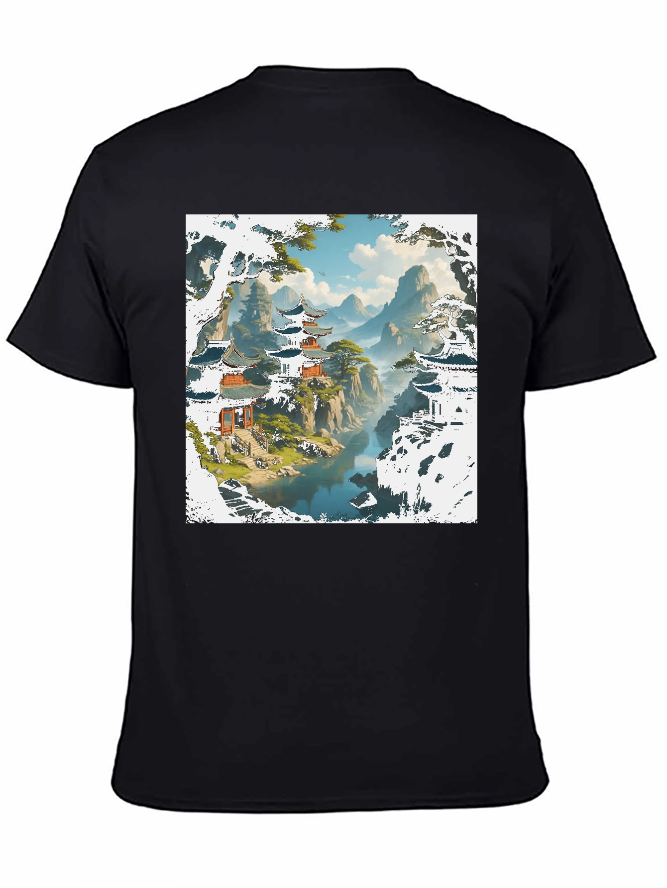 Black Asian Landscape Graphic Tee view 4