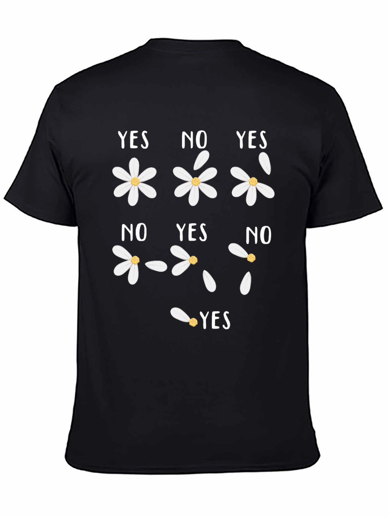 Black Yes No Flower T-Shirt - He Loves Me Not Tee view 4