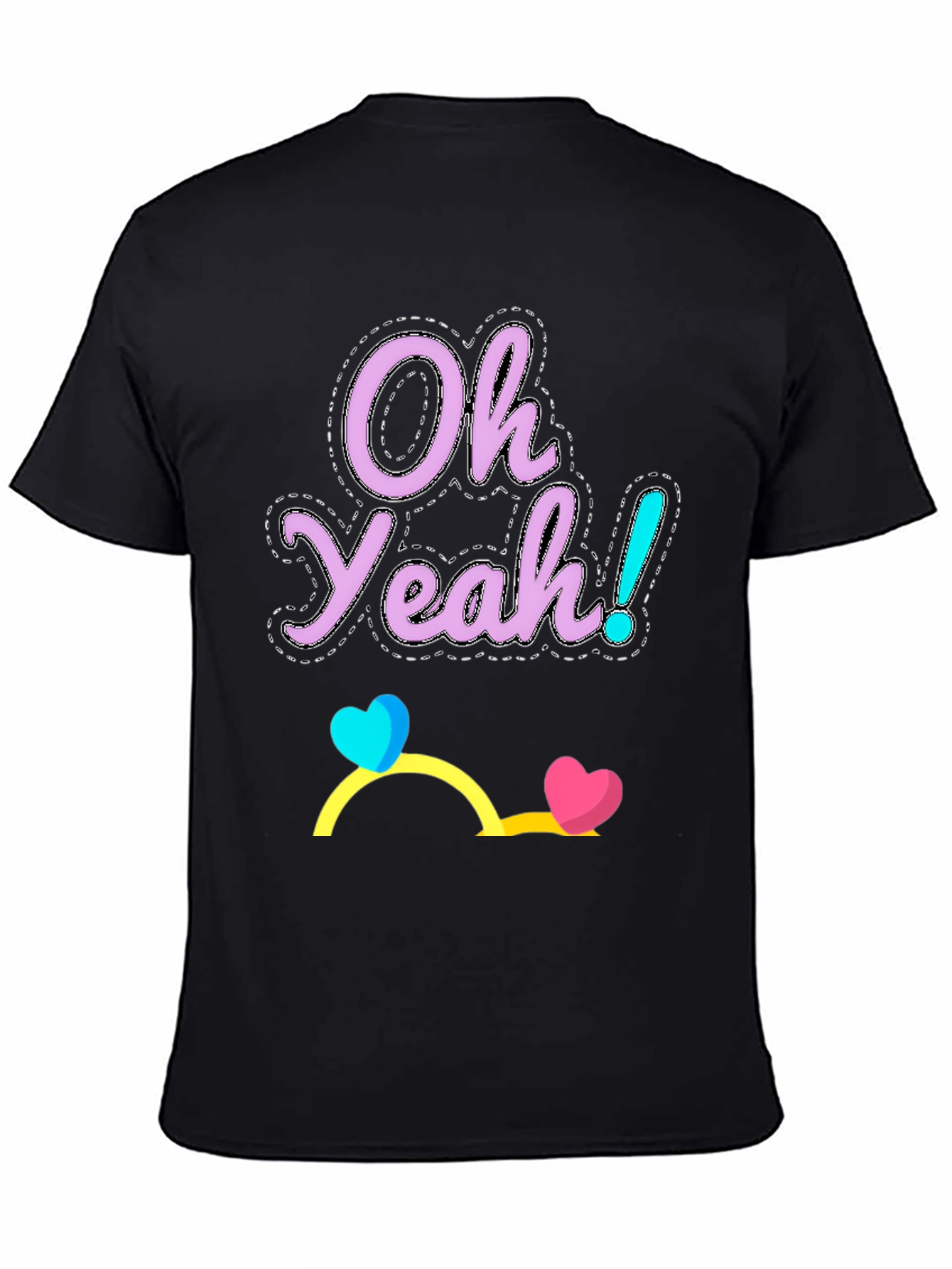 Black Oh Yeah! Graphic Tee - Casual Cotton Blend T-Shirt view 4