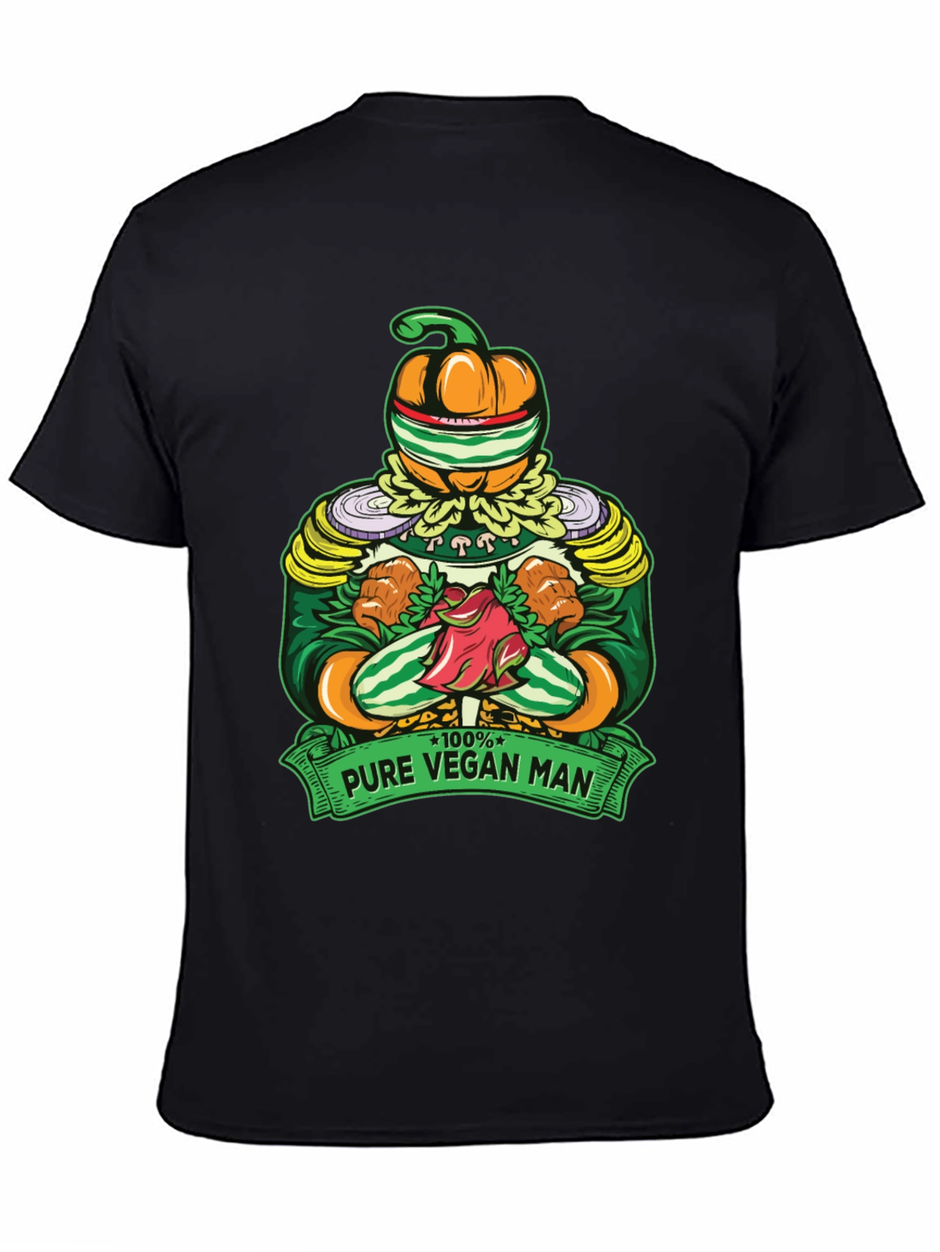 Black Pure Vegan Man T-Shirt - Quirky Graphic Tee view 4