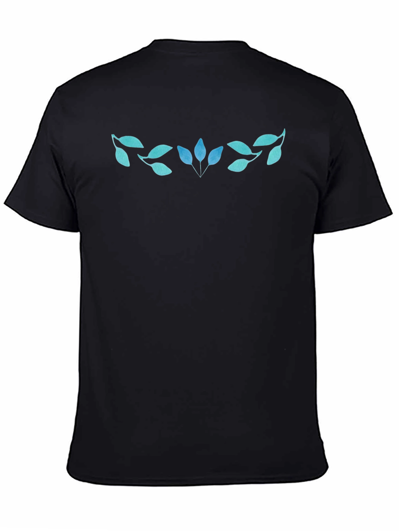 Black Leaf Print Black T-Shirt - Casual Style view 4