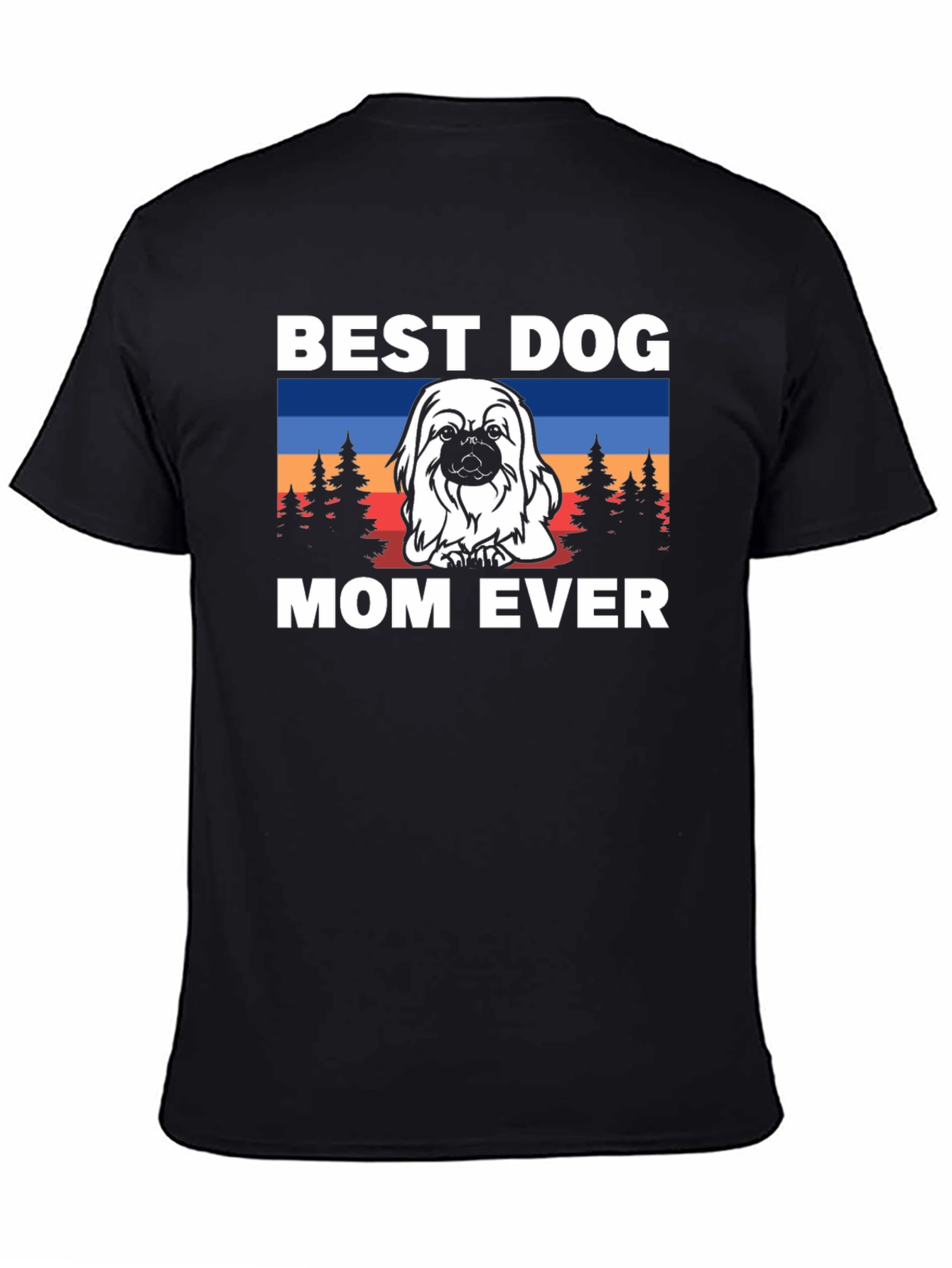 Black Best Dog Mom Ever T-Shirt - Cute Pekingese Design view 4