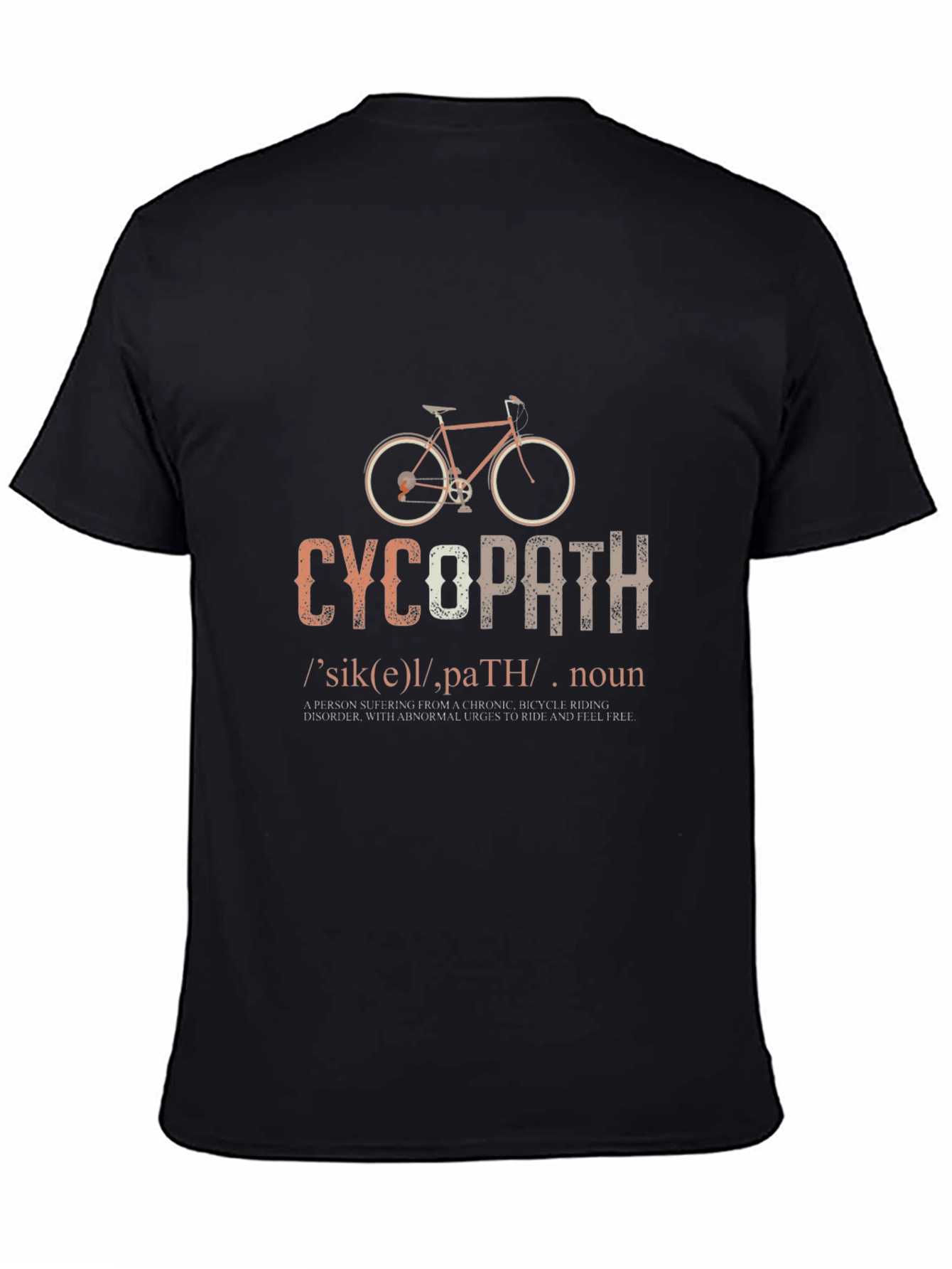 Black Cyco-path Bicycle T-Shirt - Funny Cycling Tee view 4