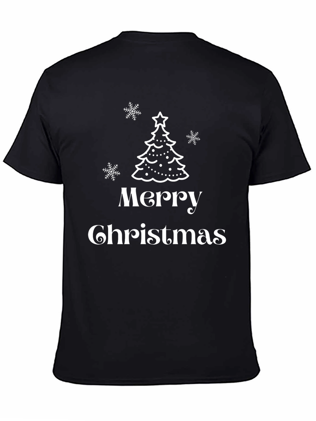 Black Merry Christmas Tree Graphic T-Shirt view 4
