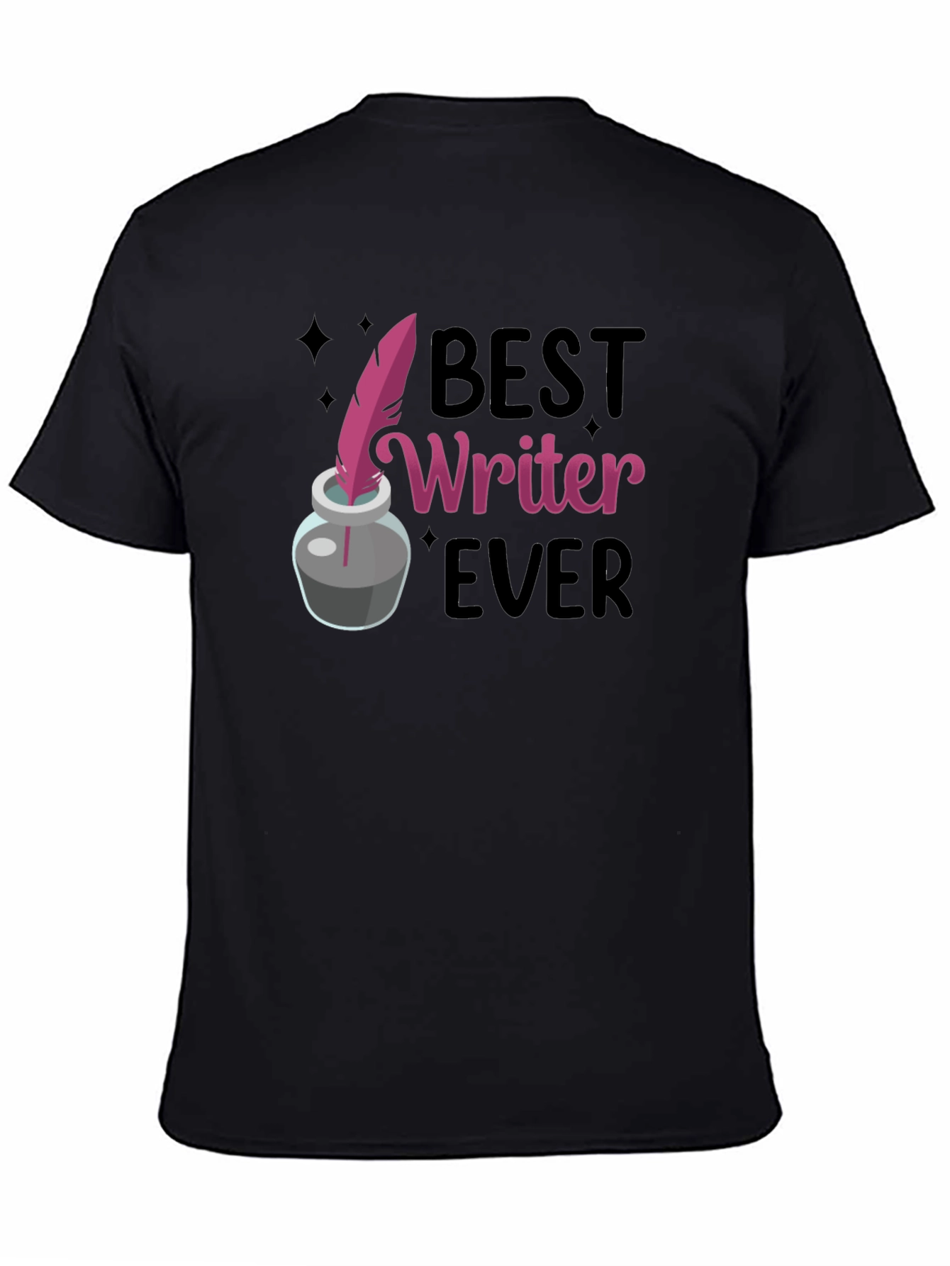 Black Best Writer Ever T-Shirt - Ink Quill Design view 4