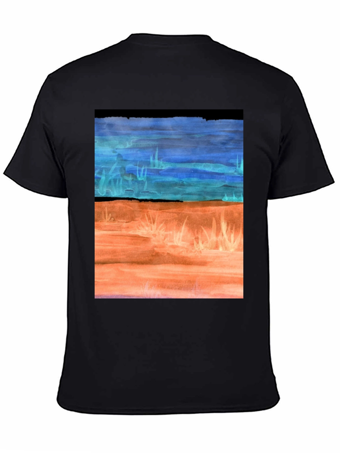 Black Watercolor Landscape T-Shirt - Artsy Graphic Tee view 4