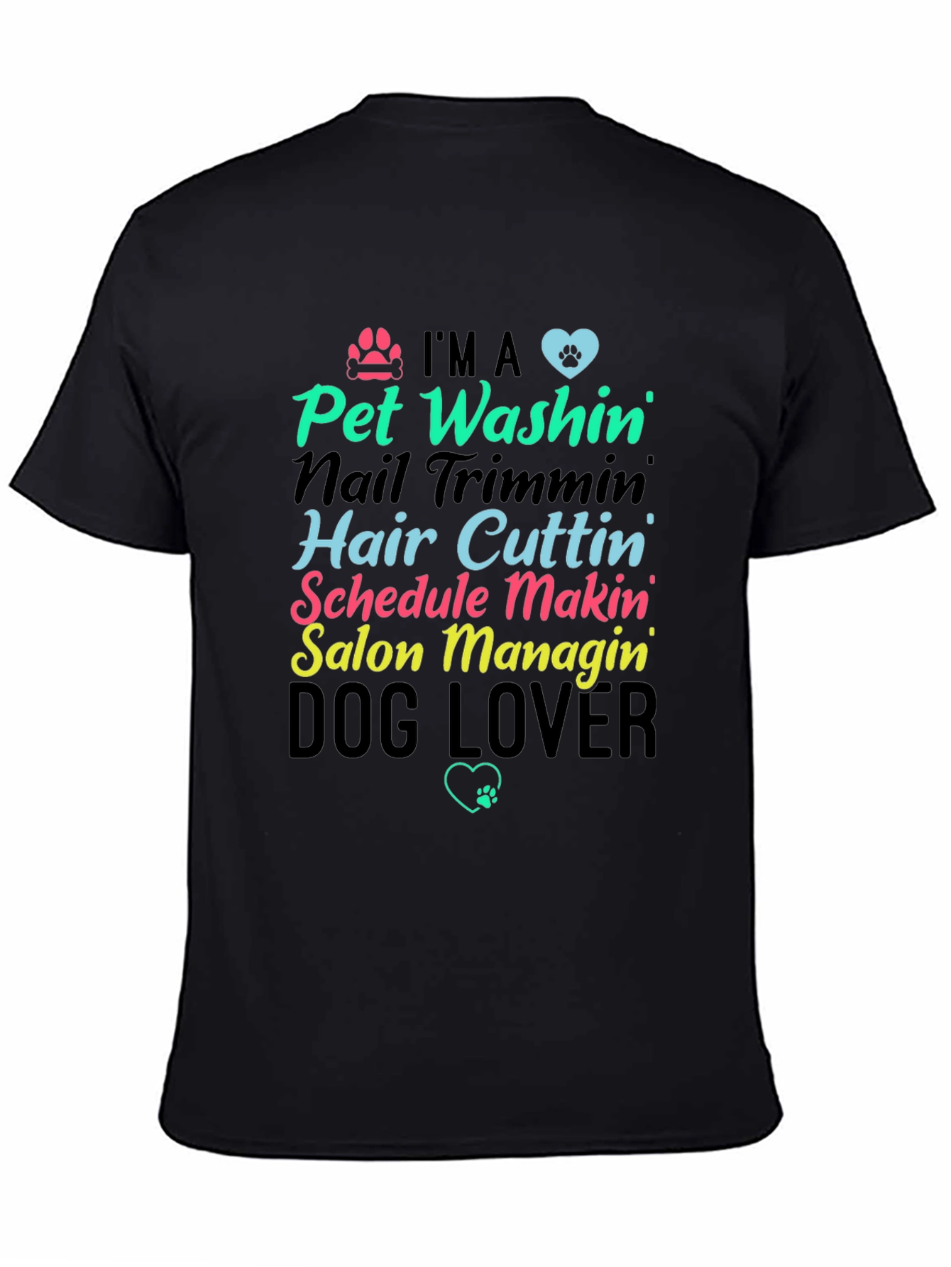 Black Pet Groomer Graphic T-Shirt view 4