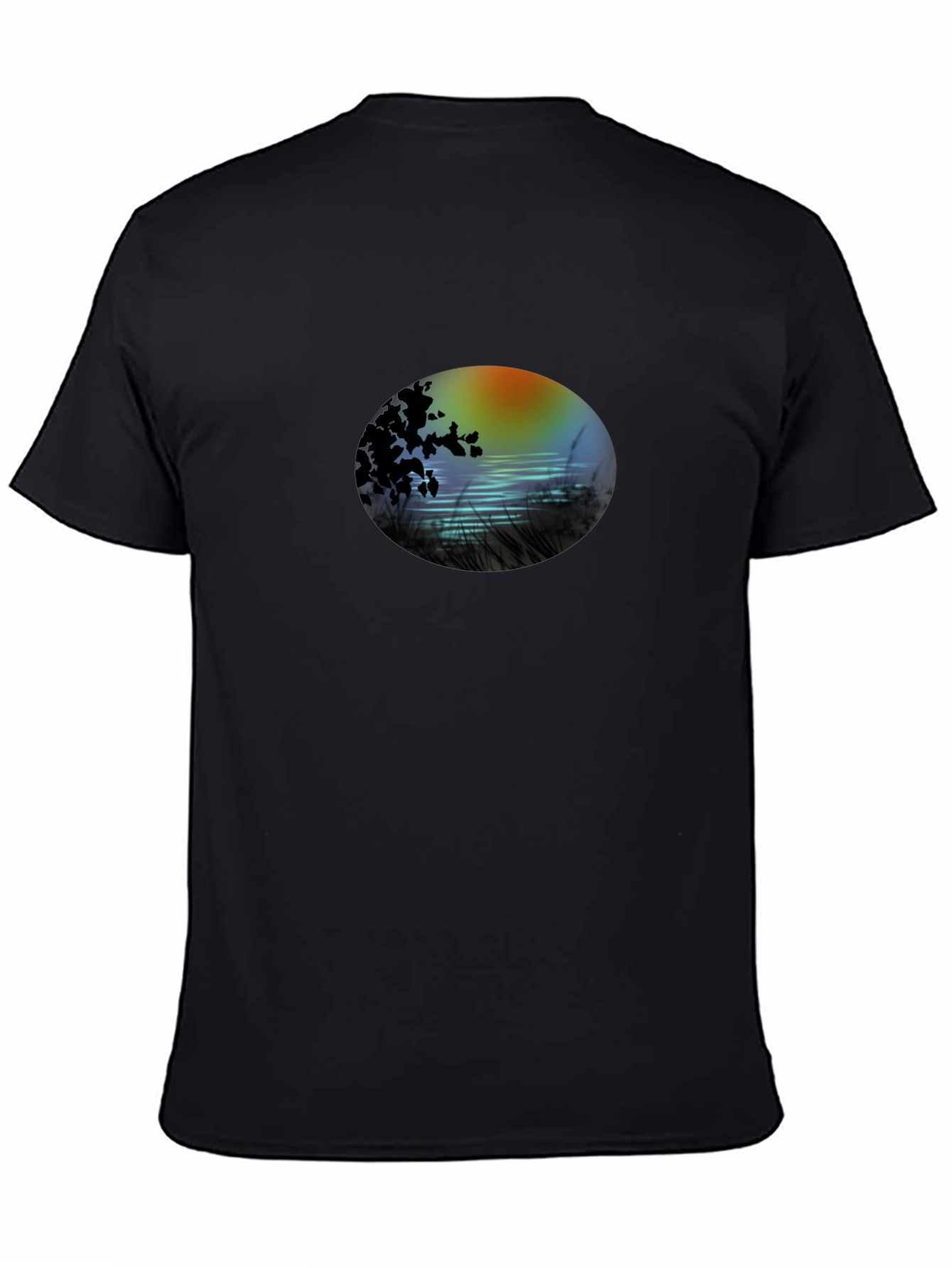 Black Sunset Lake Graphic Tee - Stylish Black T-Shirt view 4