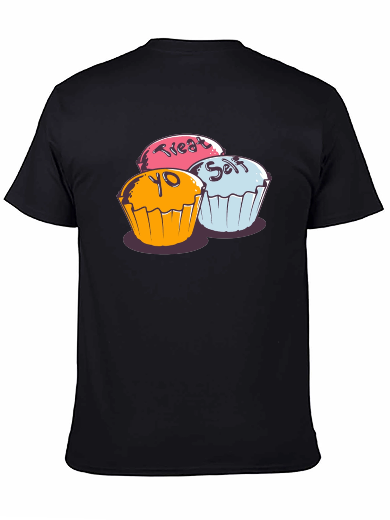Black Treat Yo Self Cupcake Graphic T-Shirt - Soft Cotton view 4