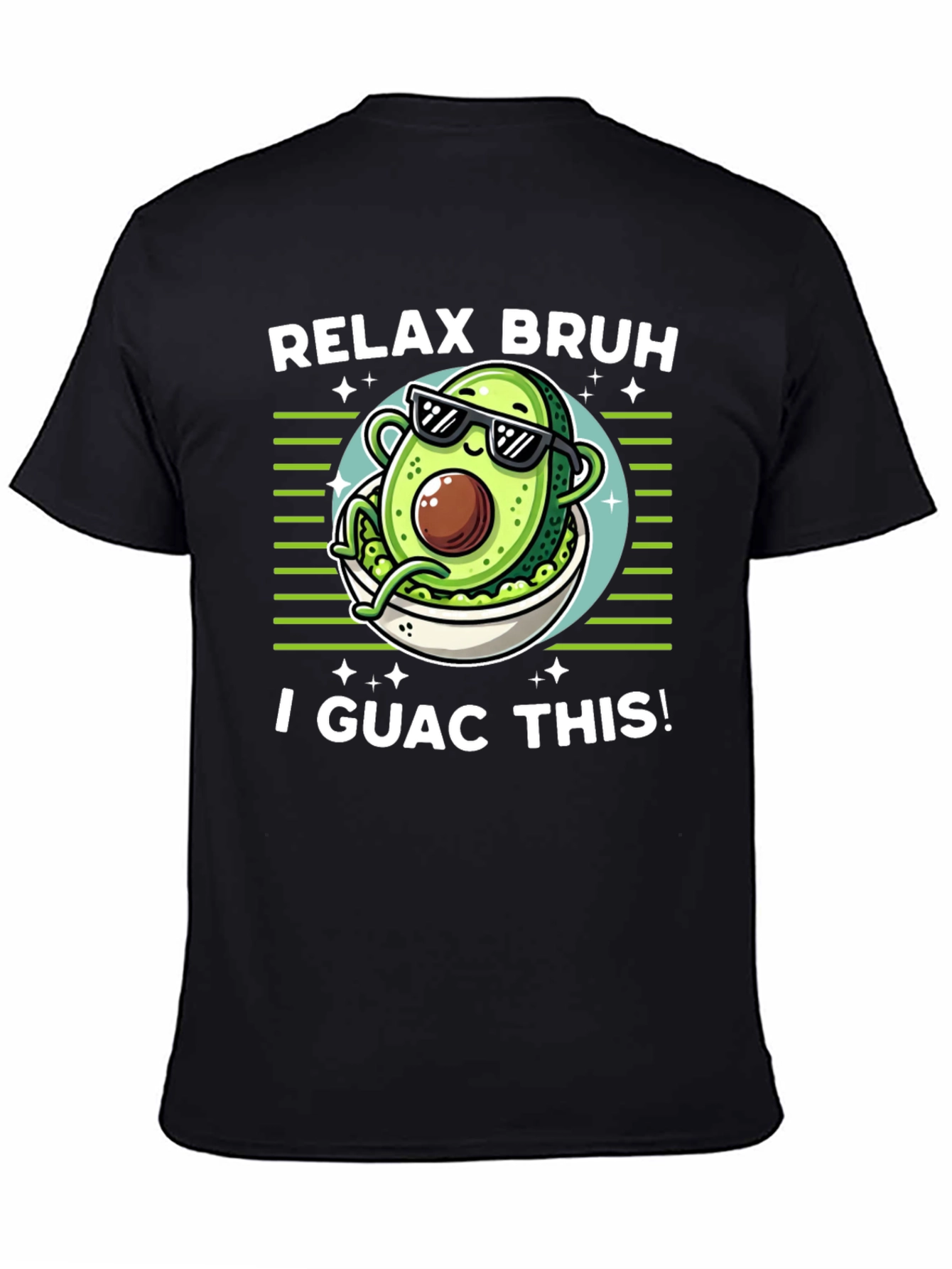 Black Relax Bruh I Guac This! Avocado T-Shirt view 4