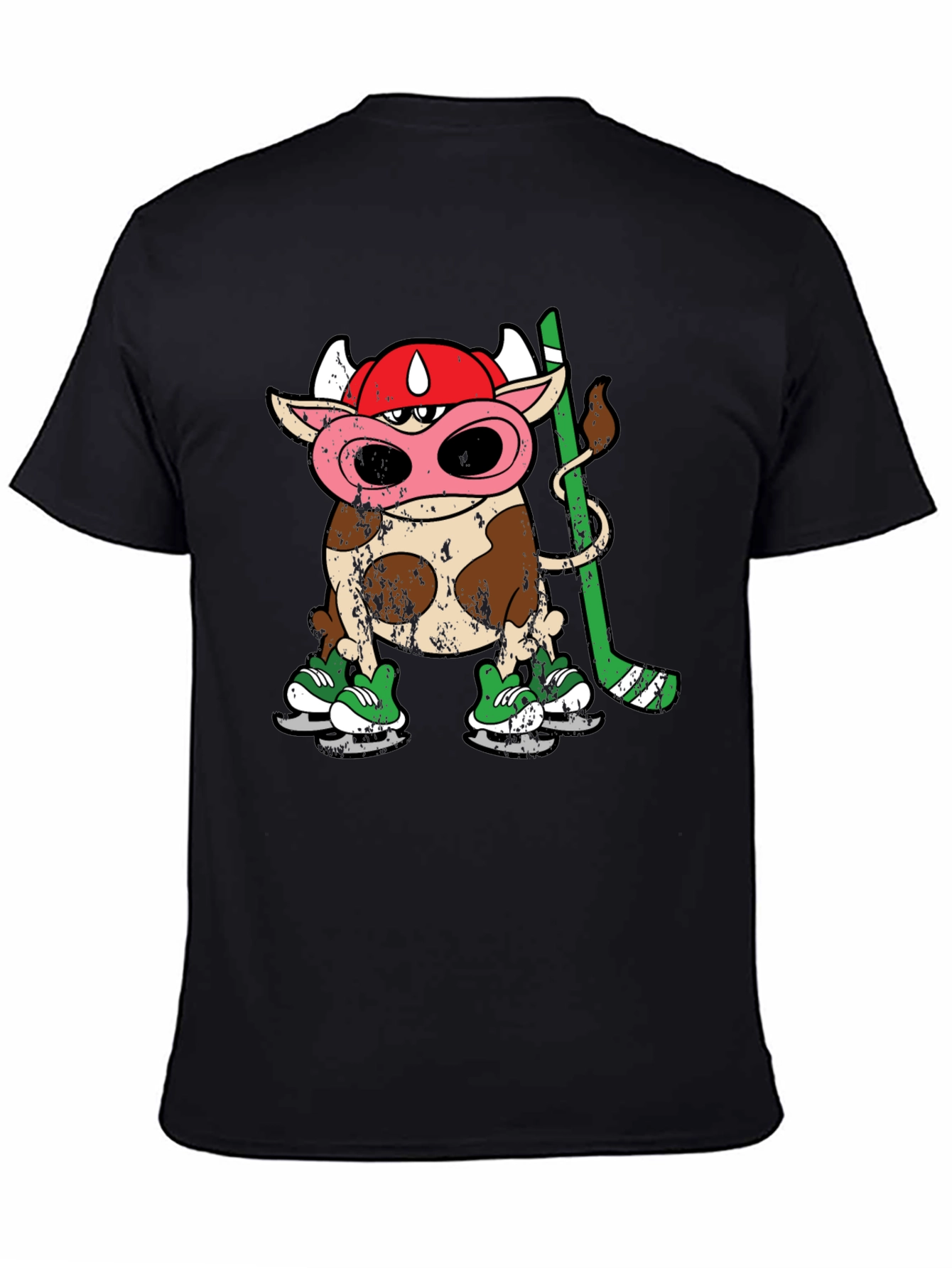 Black Cow Hockey Player T-Shirt view 4