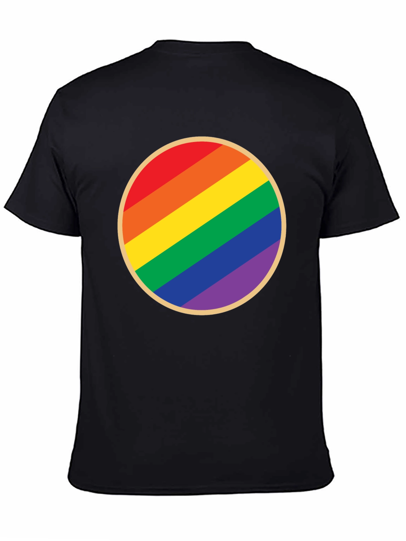 Black Pride Rainbow Circle Graphic Tee - Black Cotton T-Shirt view 4