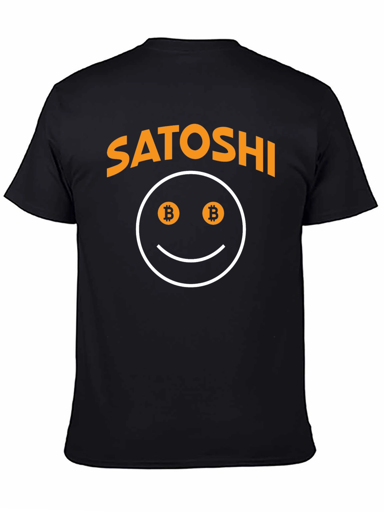 Black Satoshi Bitcoin Smiley Face Graphic Tee view 4