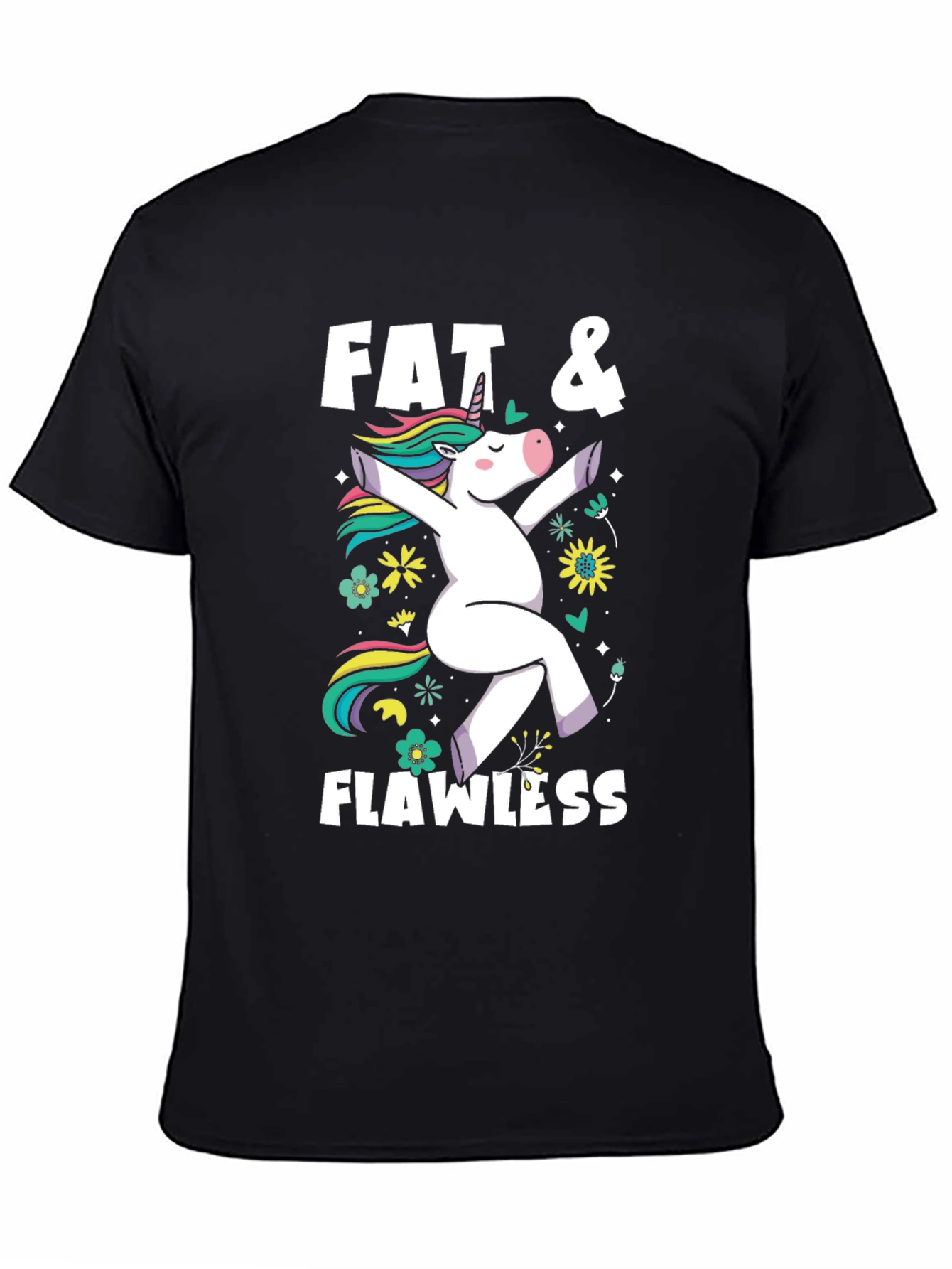 Black Fat & Flawless Unicorn Graphic Tee view 4