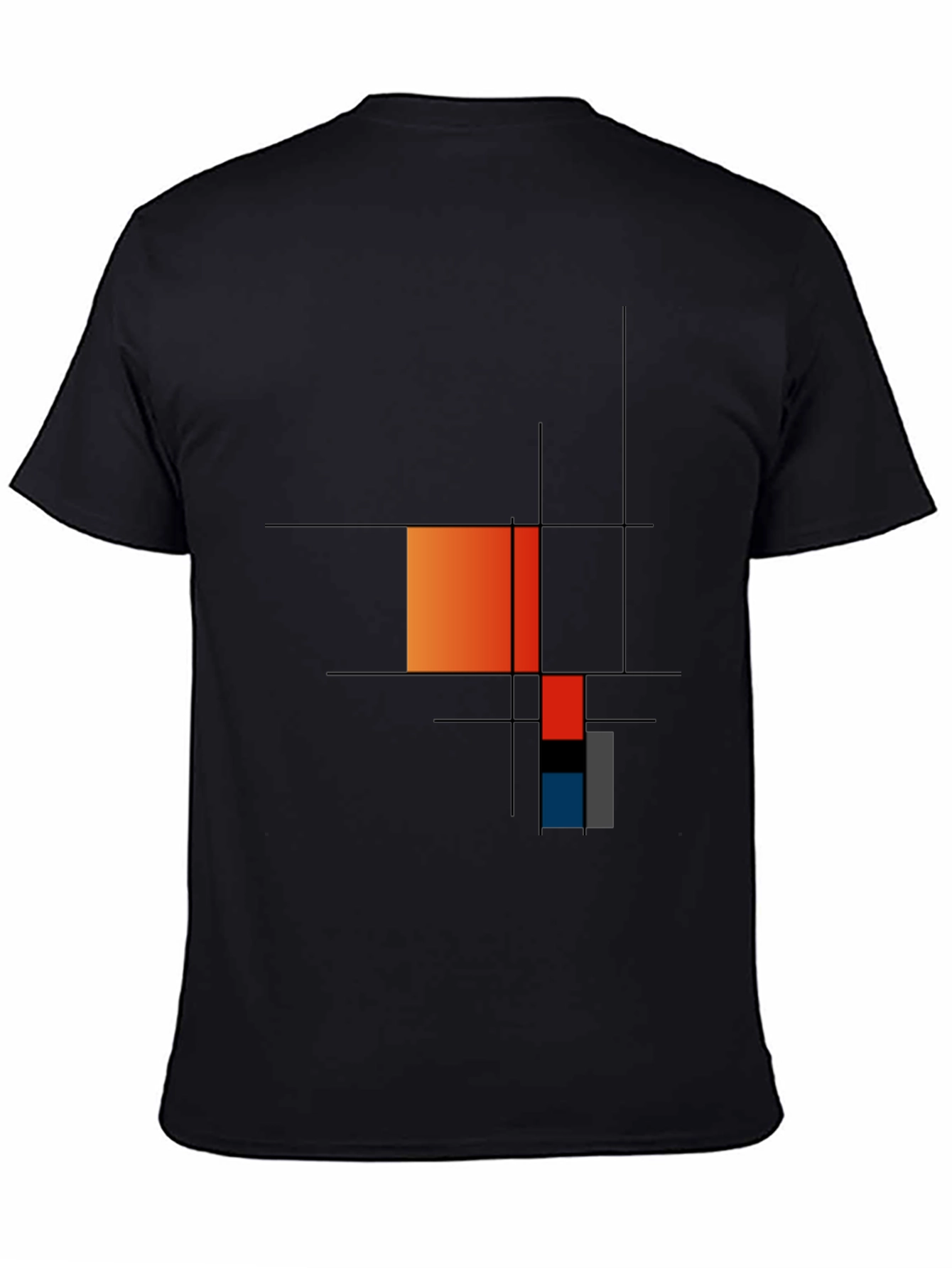 Black Modern Art Graphic Tee - Geometric Mondrian Style view 4