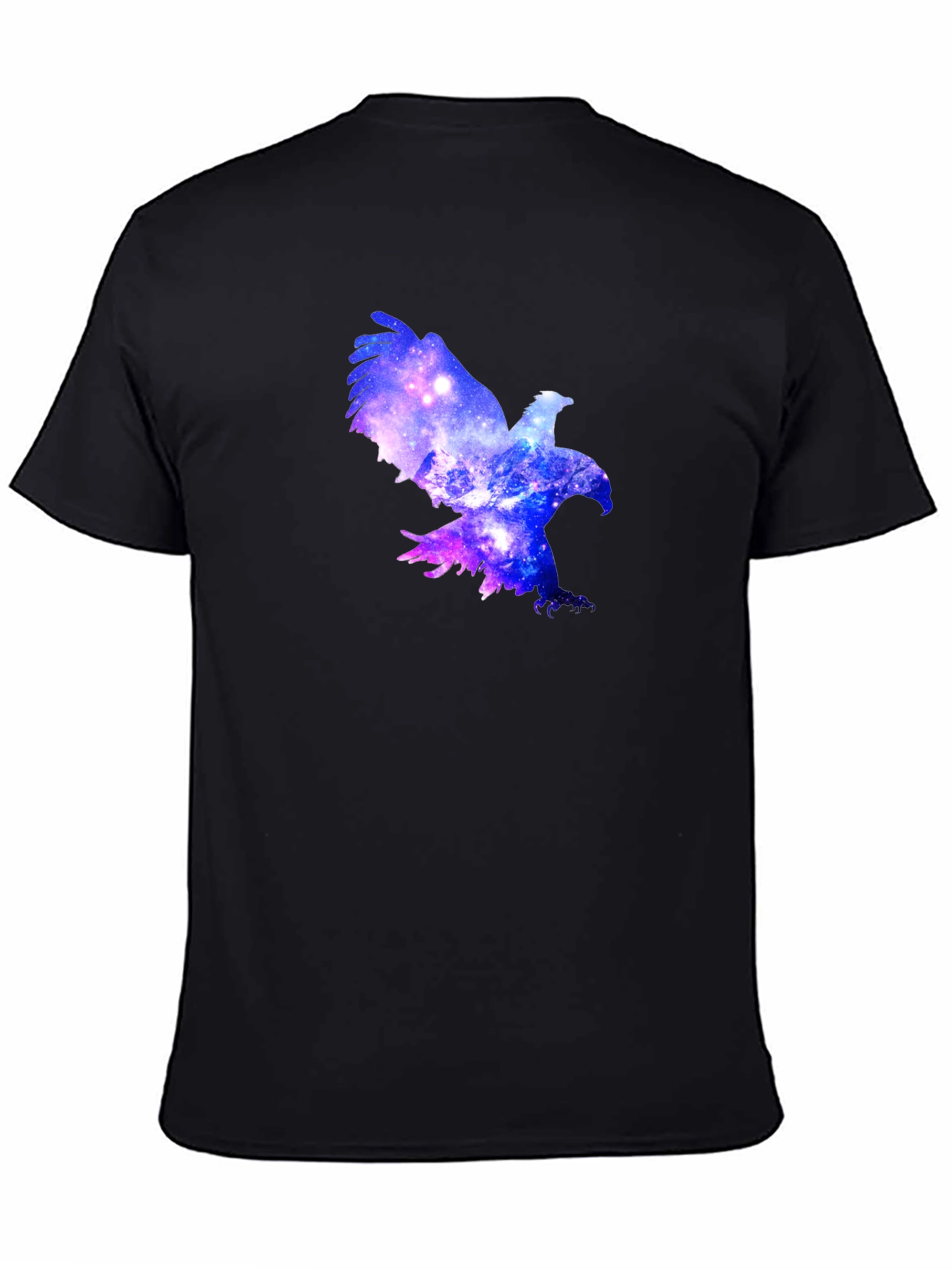 Black Galaxy Eagle Black T-Shirt - Unique Graphic Tee view 4